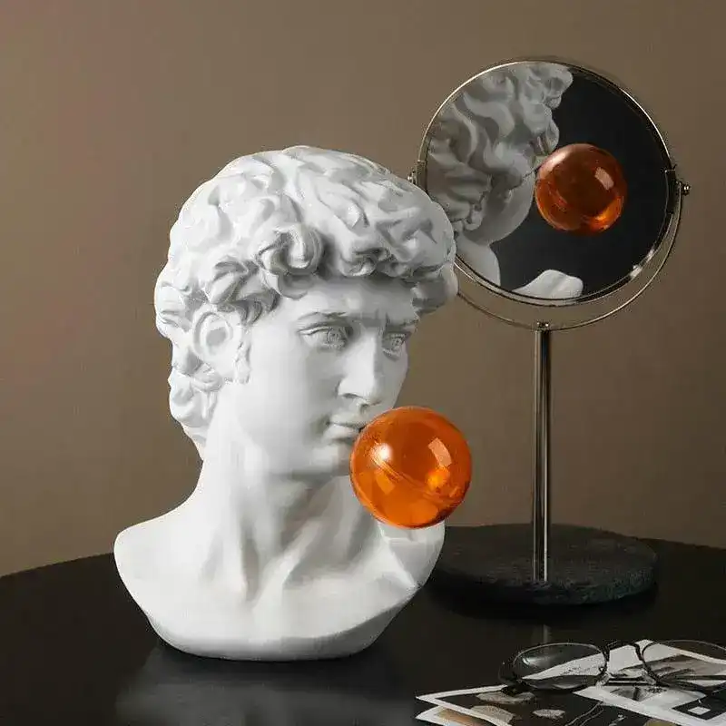 Pop Art Greek God Bust with Orange Balloon - Image 3
