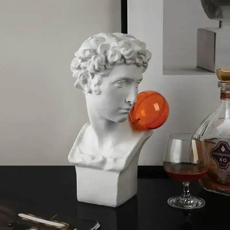 Pop Art Greek God Bust with Orange Balloon - Image 4