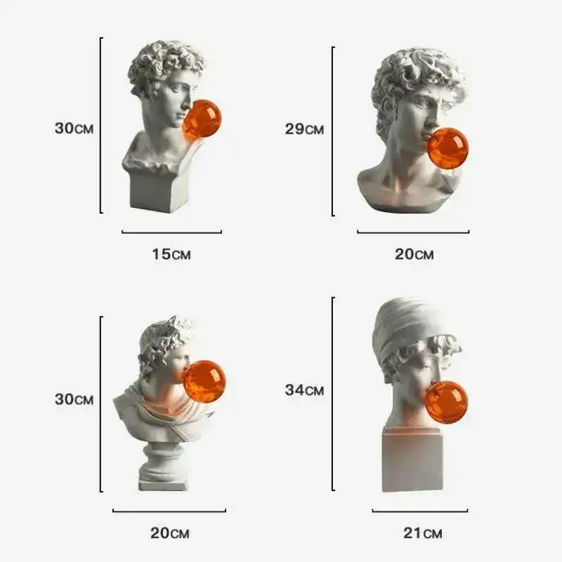 Pop Art Greek God Bust with Orange Balloon - Image 7