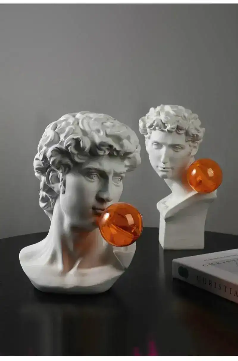 Pop Art Greek God Bust with Orange Balloon - Image 8