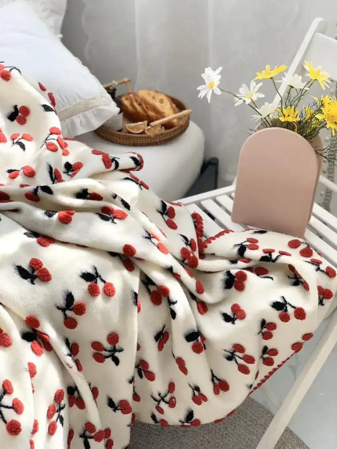 Popping Red Cherry Throw Blanket - Image 2