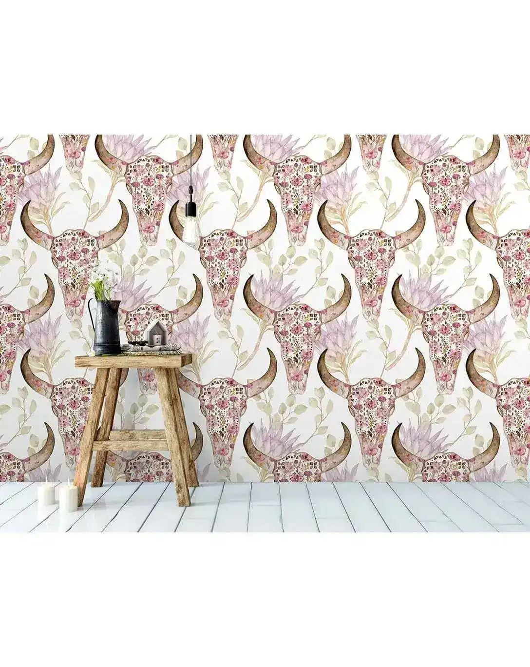 Protea Flowers With Skulls Removable Wallpaper - Image 3