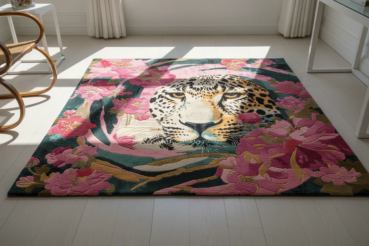 Prowl Through Petals Hand Tufted Rug - Image 4