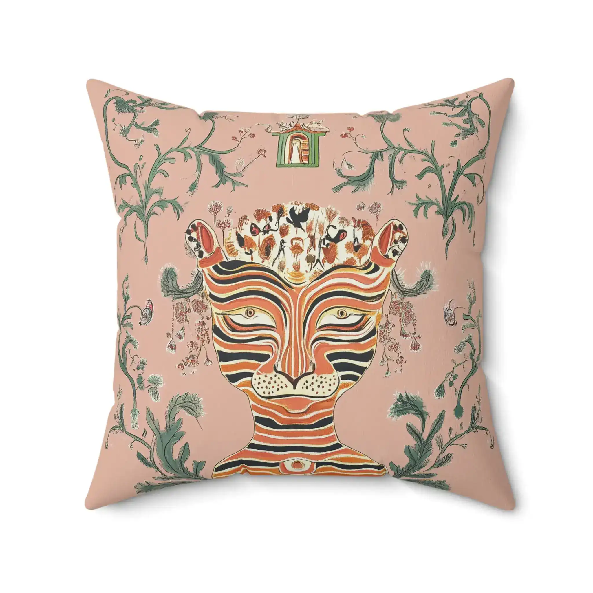 Psychedelic Jungle Tiger Throw Pillow - Image 6
