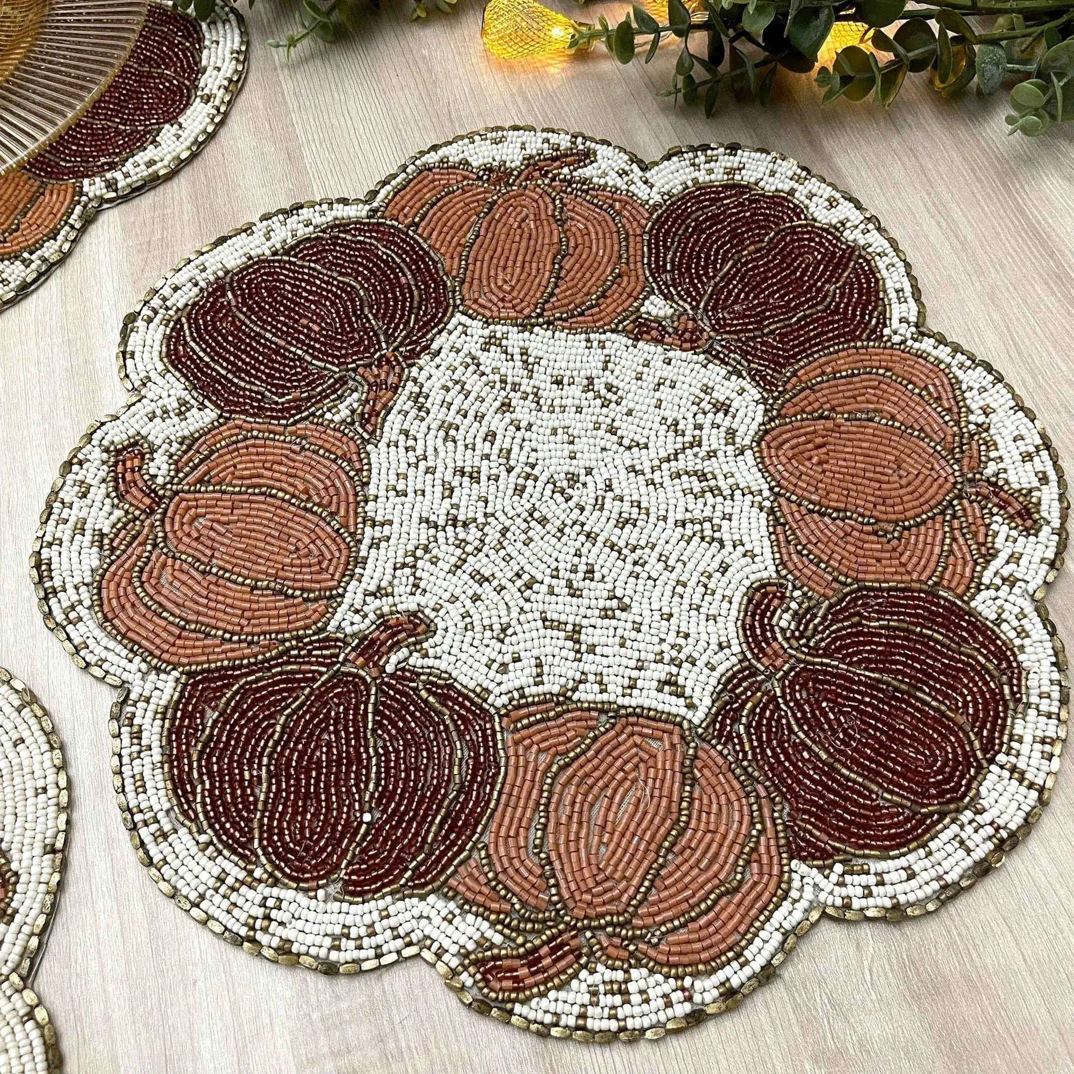 Pumpkin Harvest Beaded Placemat - Set of 6 - Image 4