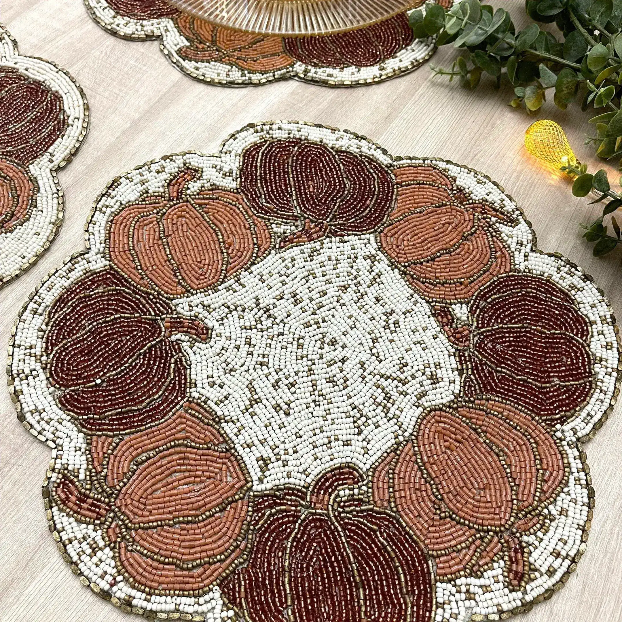 Pumpkin Harvest Beaded Placemat - Set of 6 - Image 5