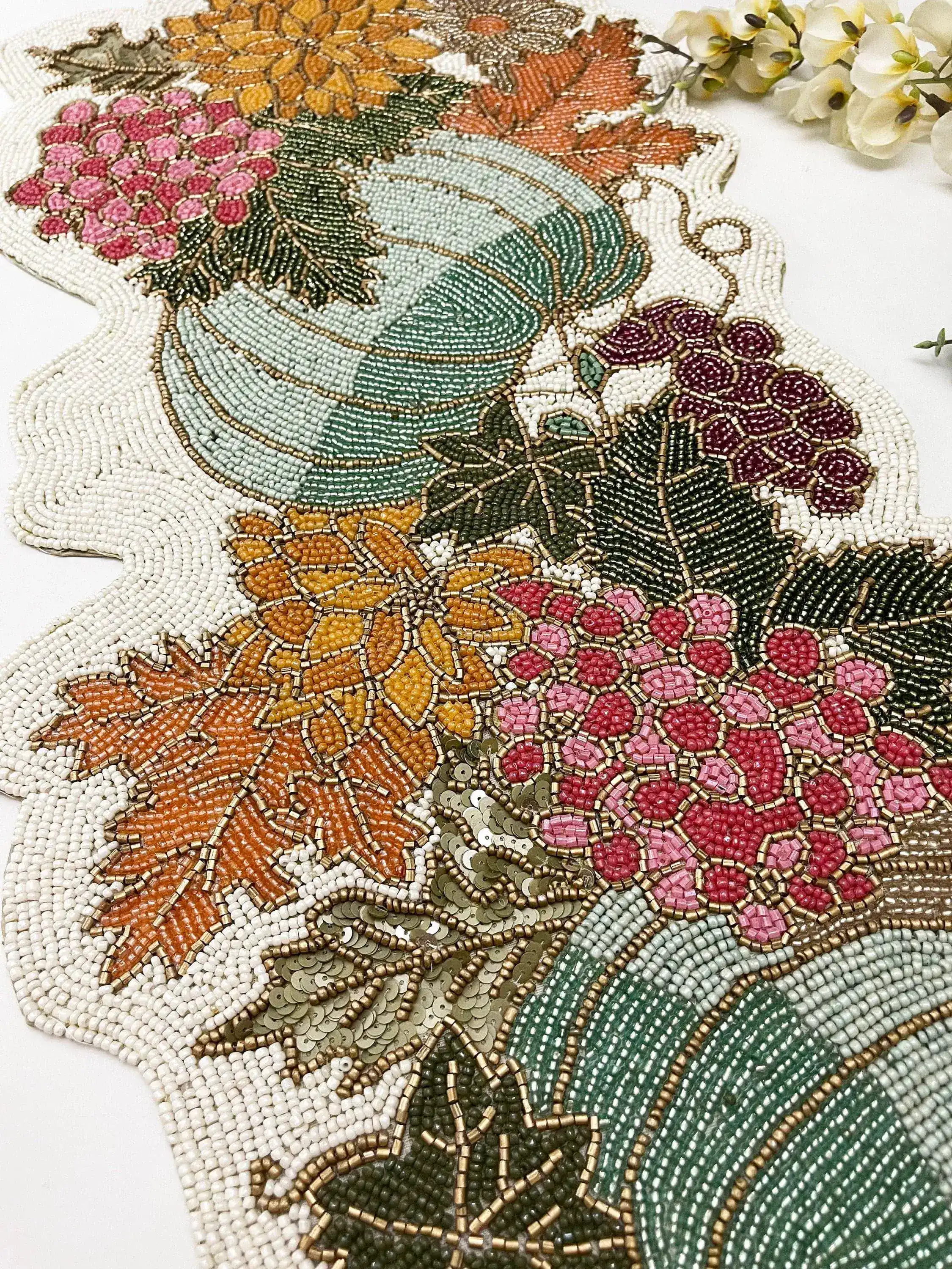 Pumpkins and Flowers Beaded Table Runner - Image 2