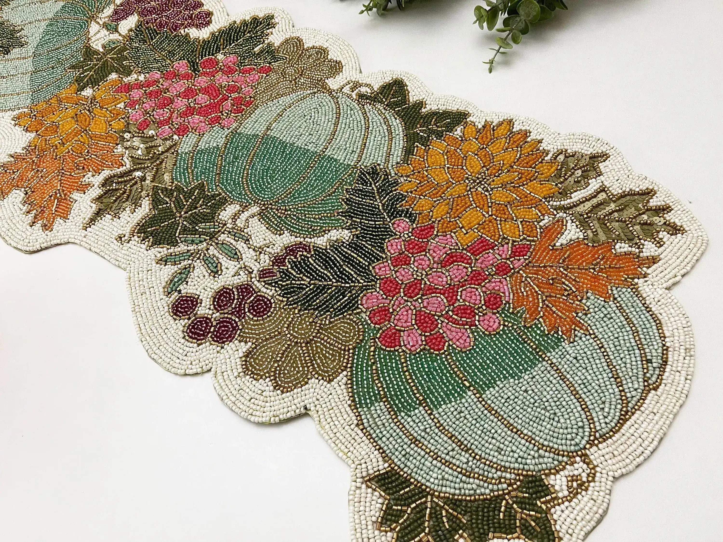 Pumpkins and Flowers Beaded Table Runner - Image 4