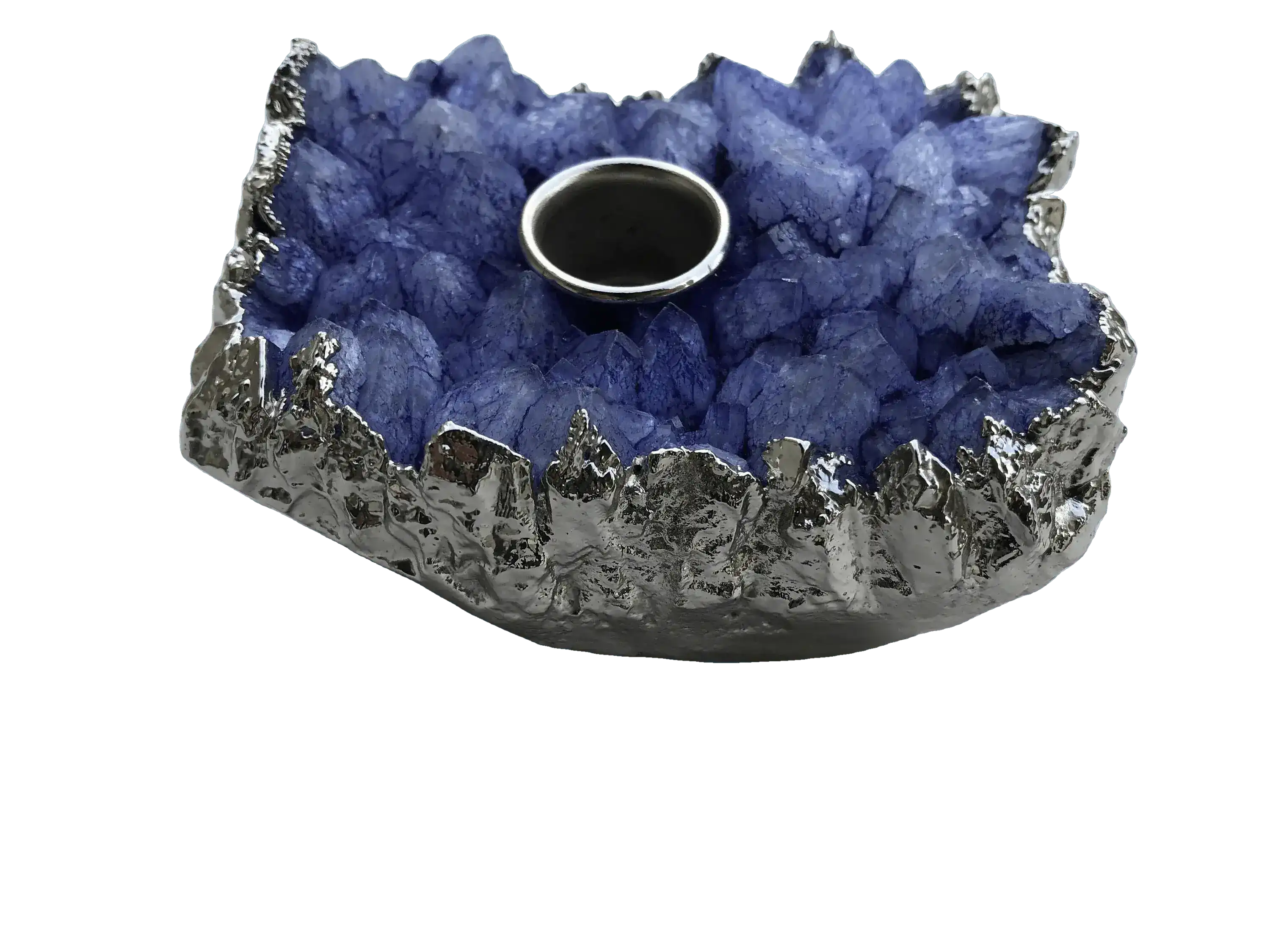 Purple Agate Gemstone Taper Candle Holder