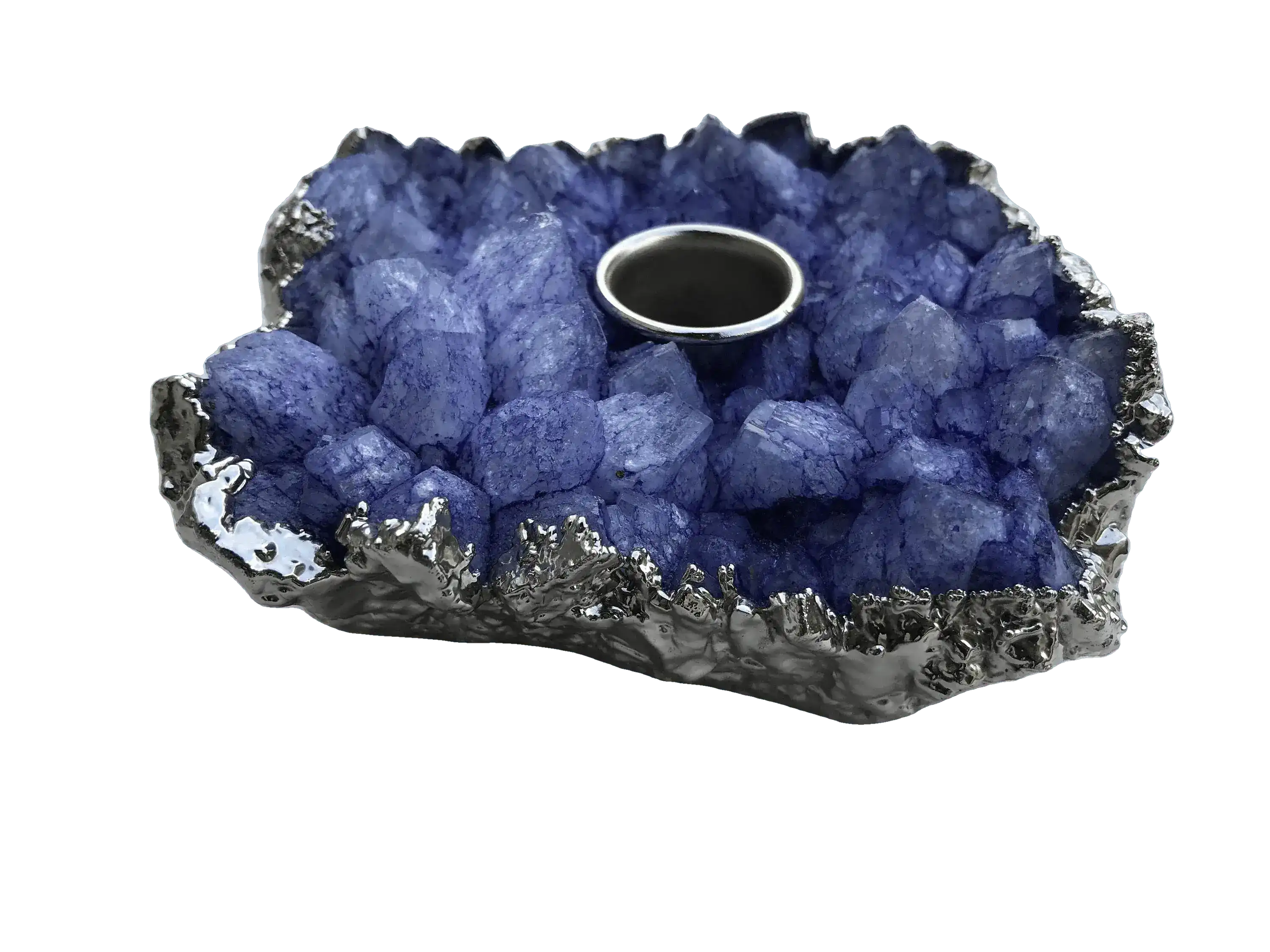 Purple Agate Gemstone Taper Candle Holder - Image 3