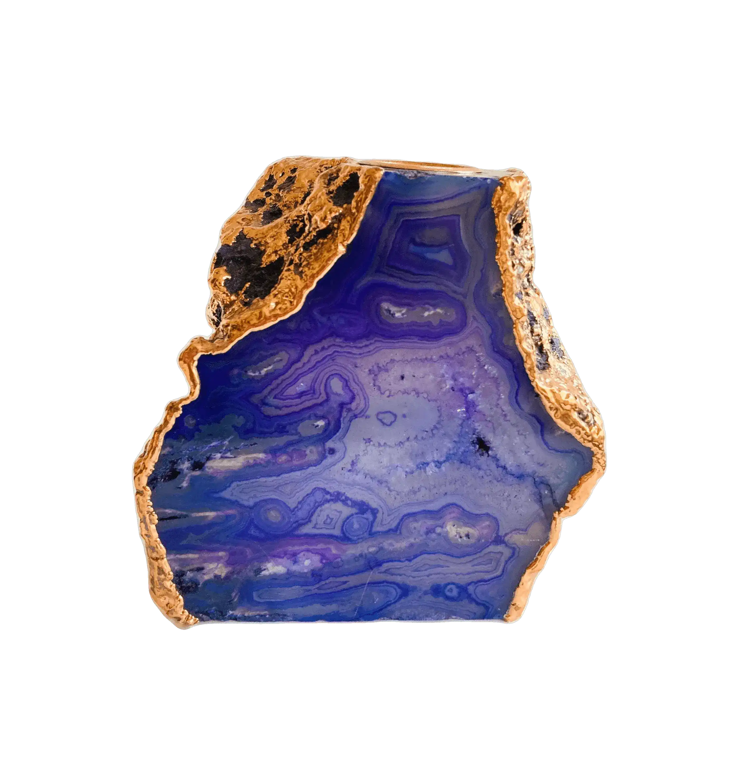 Purple Blue Agate Gemstone Taper Candle Holder - Image 4