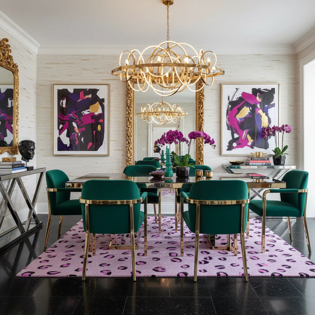 Purple Leopard Spots Hand Tufted Wool Rug - Image 2
