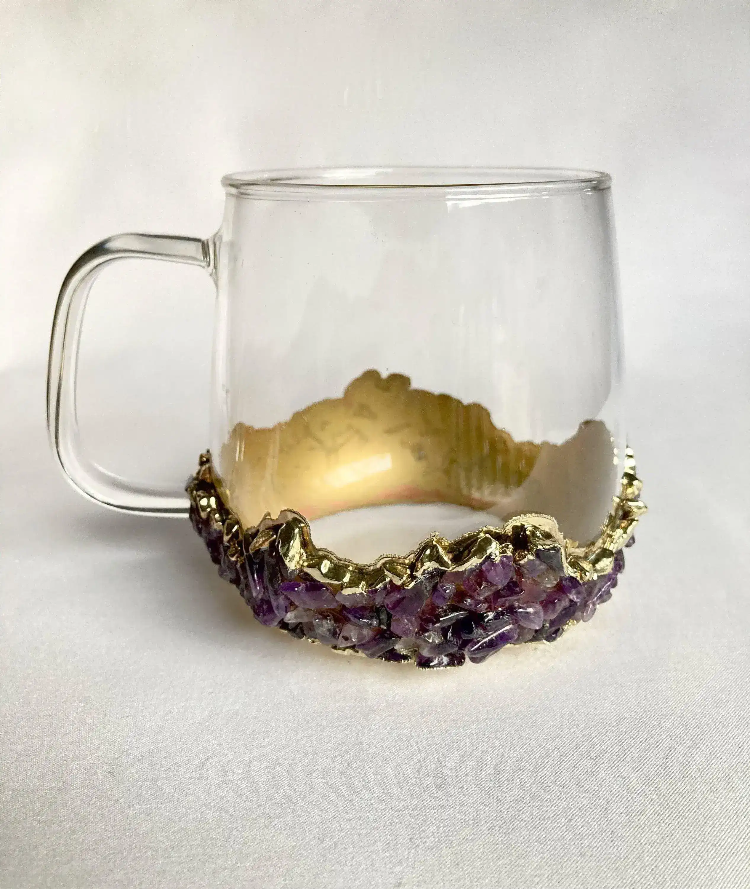 Purple Quartz Glass Coffee Mug with Handle - Set of 2 - Image 2