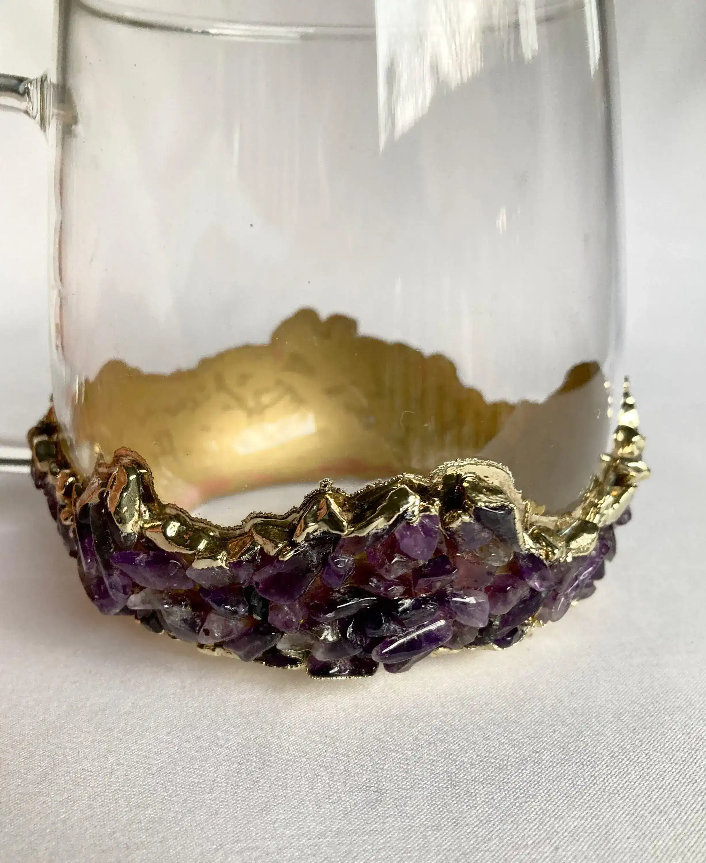 Purple Quartz Glass Coffee Mug with Handle - Set of 2 - Image 4