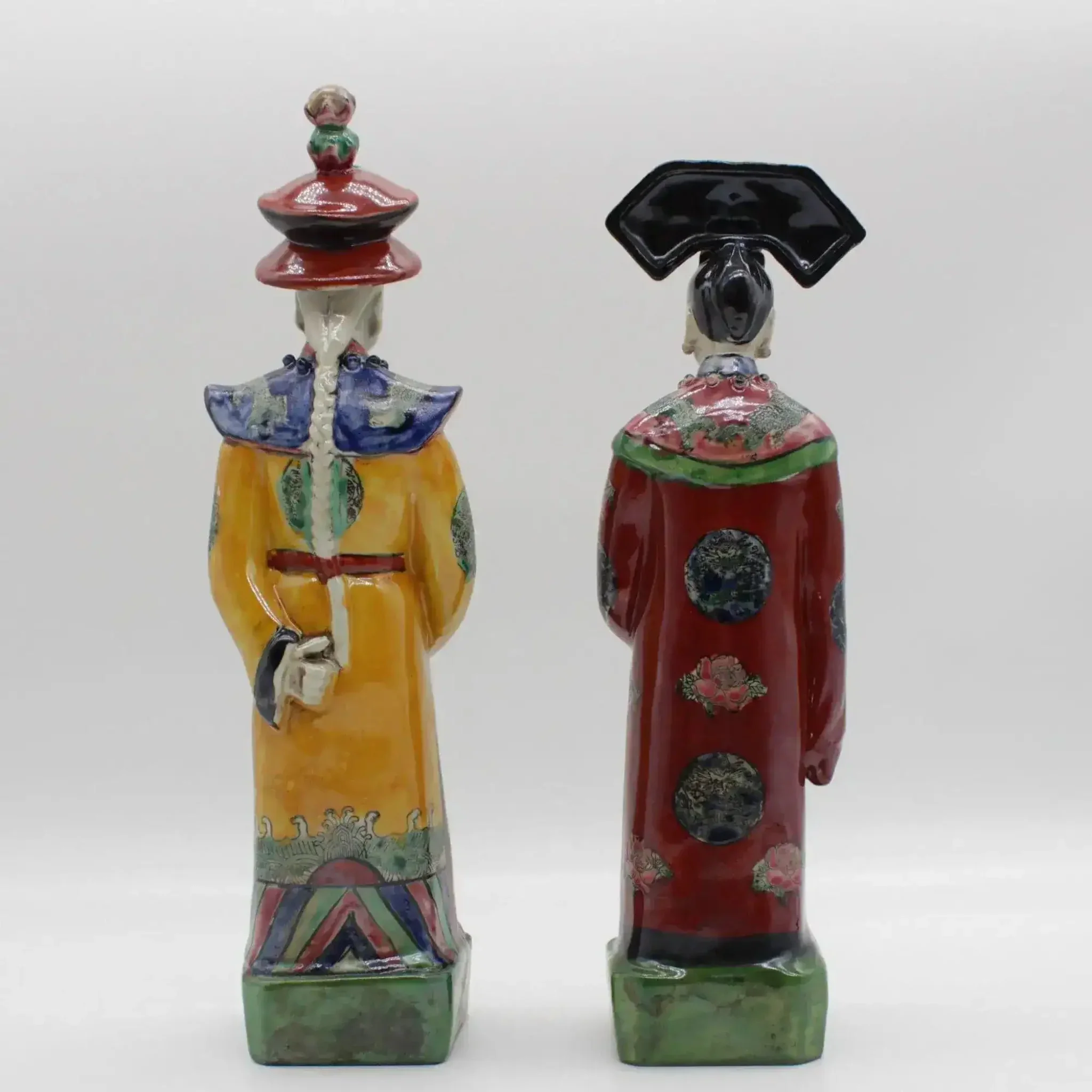 Qing Dynasty Emperor and Empress Hand Painted Ceramic Figurines - Image 6
