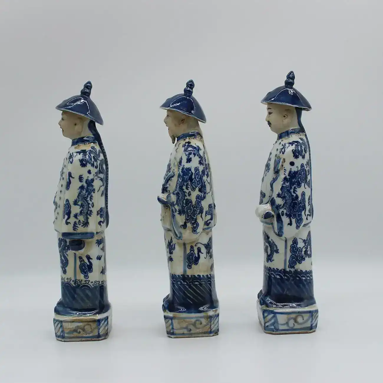 Qing Dynasty Emperors Hand Painted Ceramic Figurines - Image 8