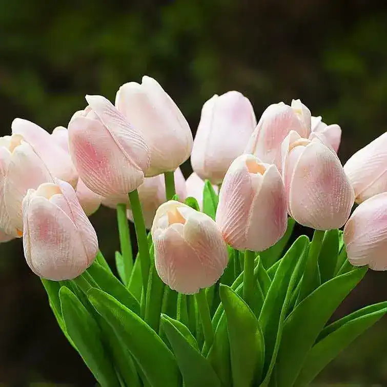 Real Touch Flower Tulips Centerpiece in Vase - Pink - Image 3