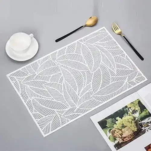 Rectangle Gold Leaves Vinyl Placemats - Set of 10 - Image 6