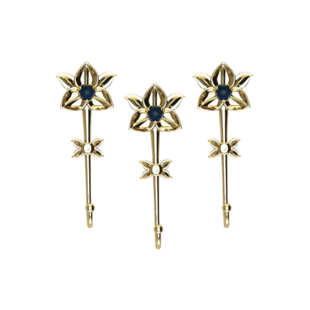 Recycled Bullet Brass Flower Wall Hook Set - Rumduol - Image 3