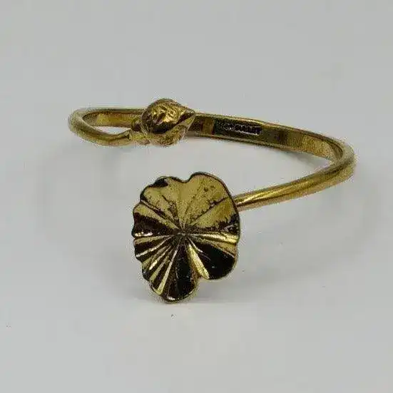 Recycled Bullet Brass Lotus Leaf Bangle - Image 6