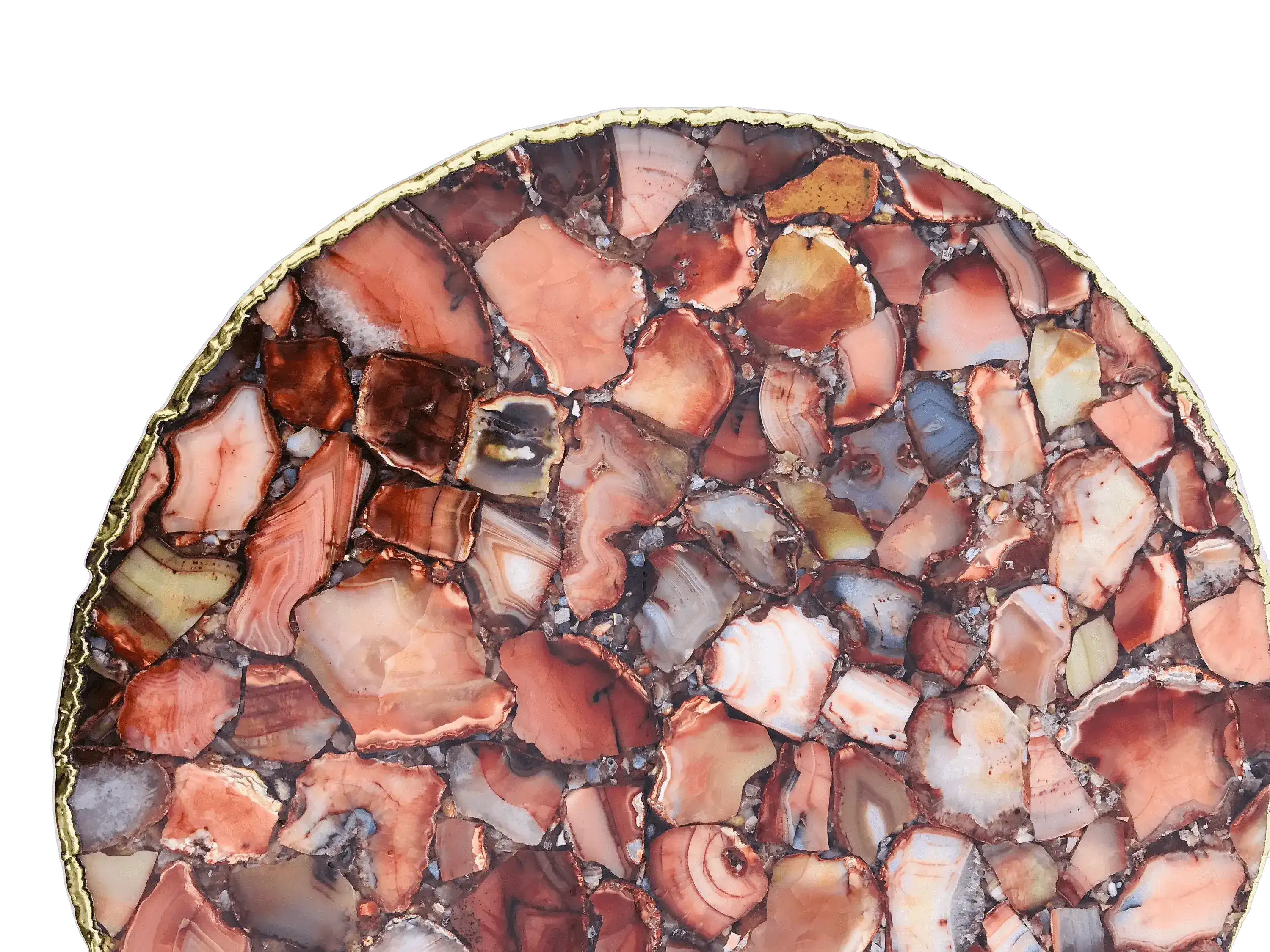 Red Agate Round Edge Side Coffee Table - Image 6