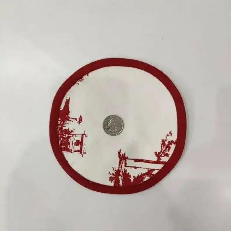 Red Chinoiserie Inspired Round Cotton Placemats - Image 6