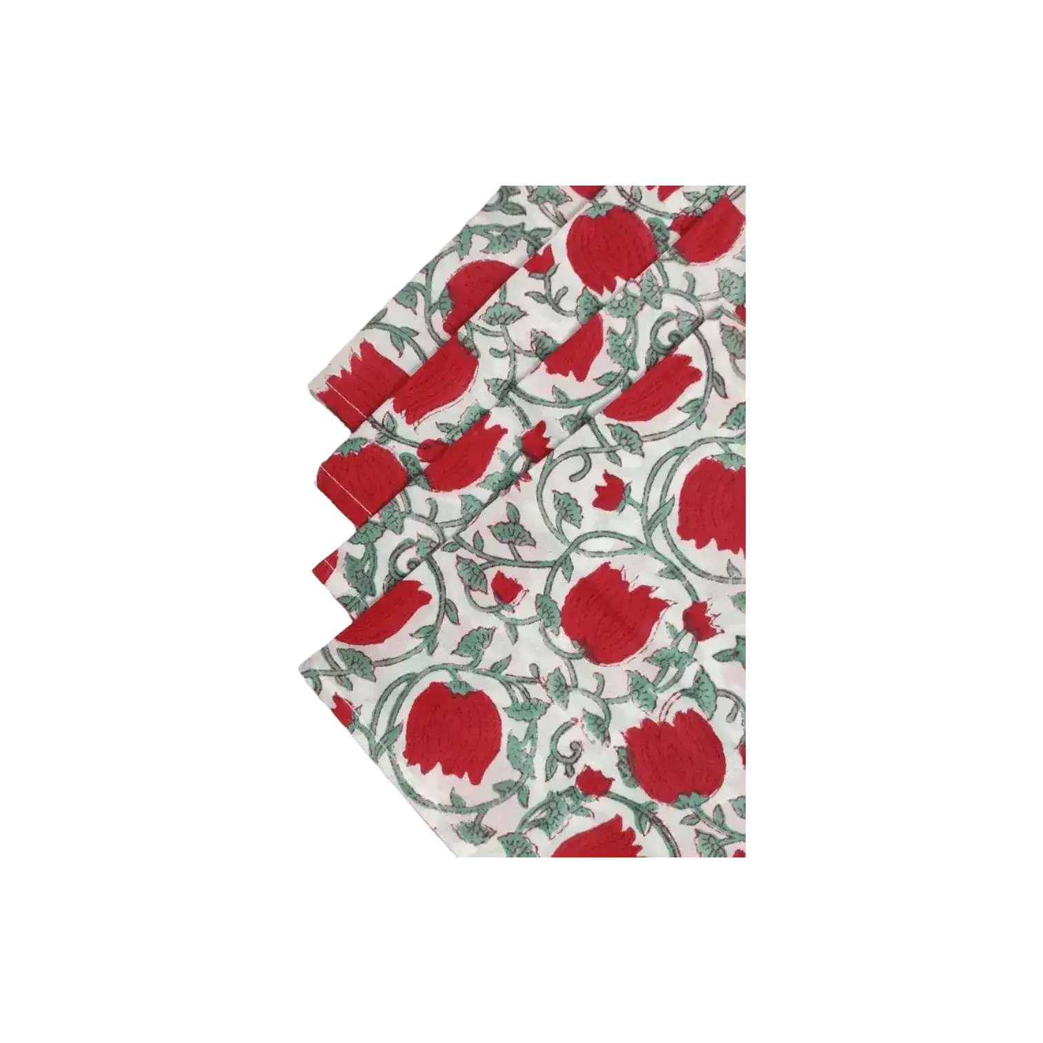 Red Floral Indian Block Print Cotton Napkins - Image 4