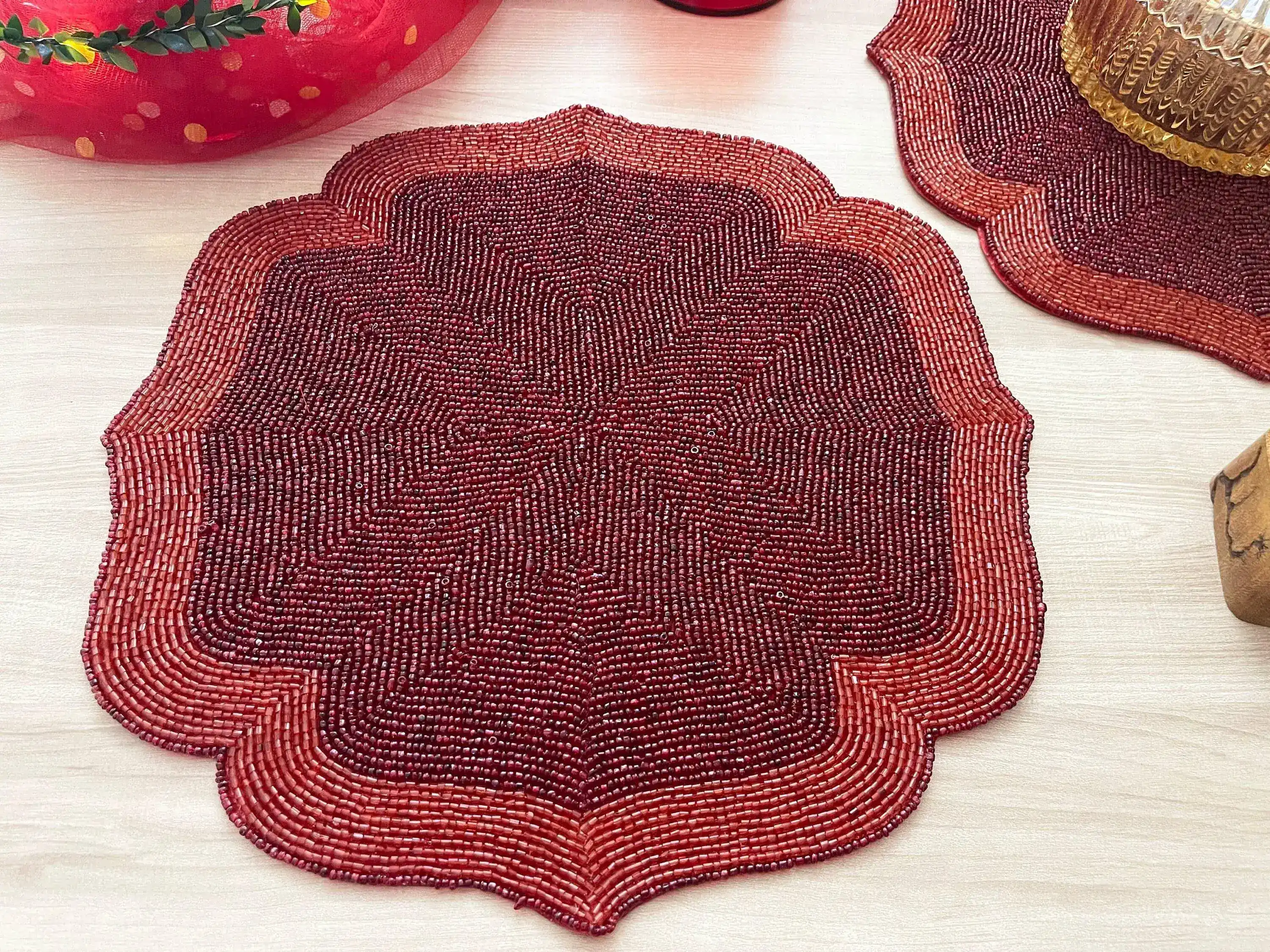 Red Taj Beaded Arch Placemat - Image 2