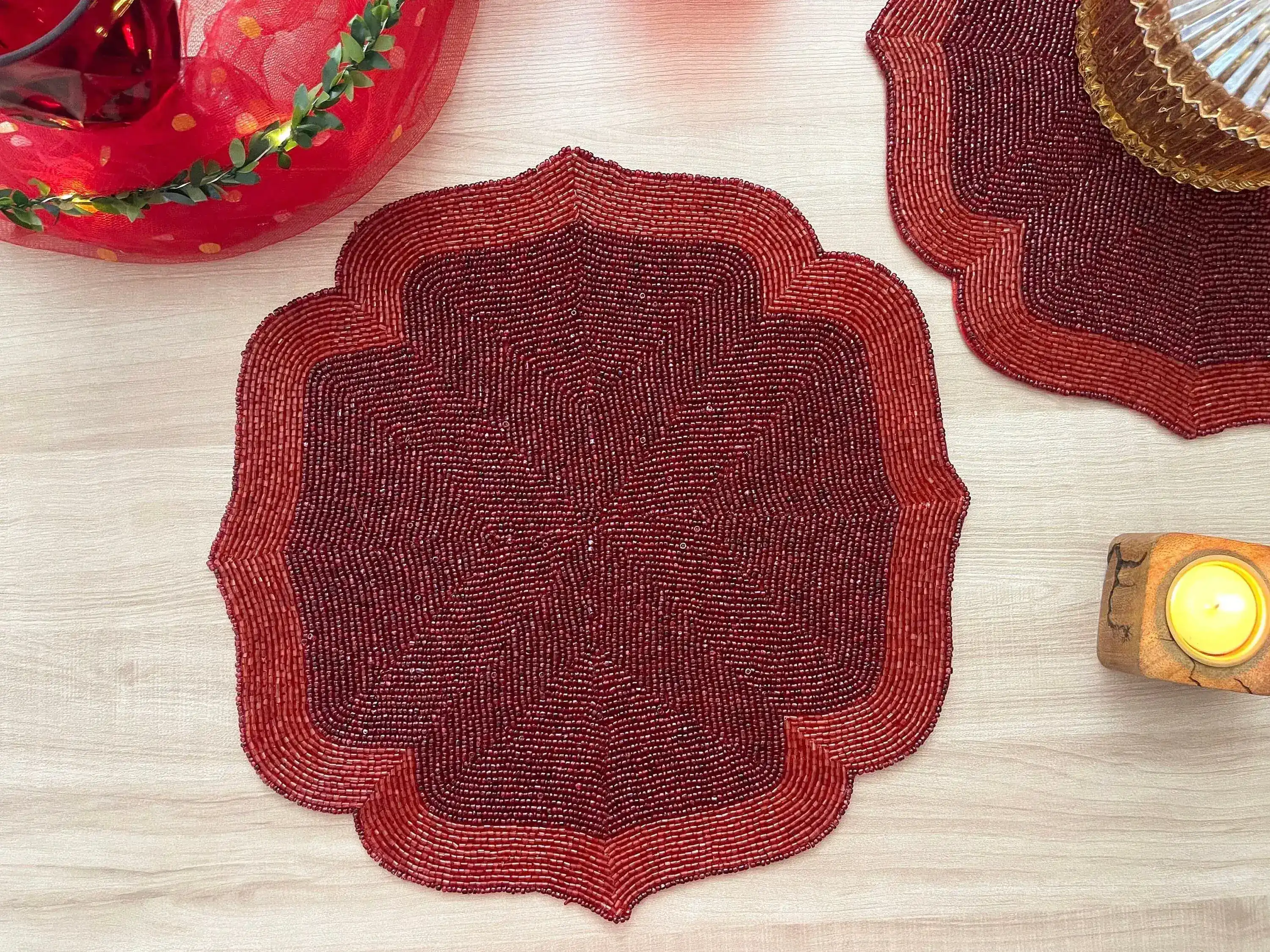 Red Taj Beaded Arch Placemat - Image 4