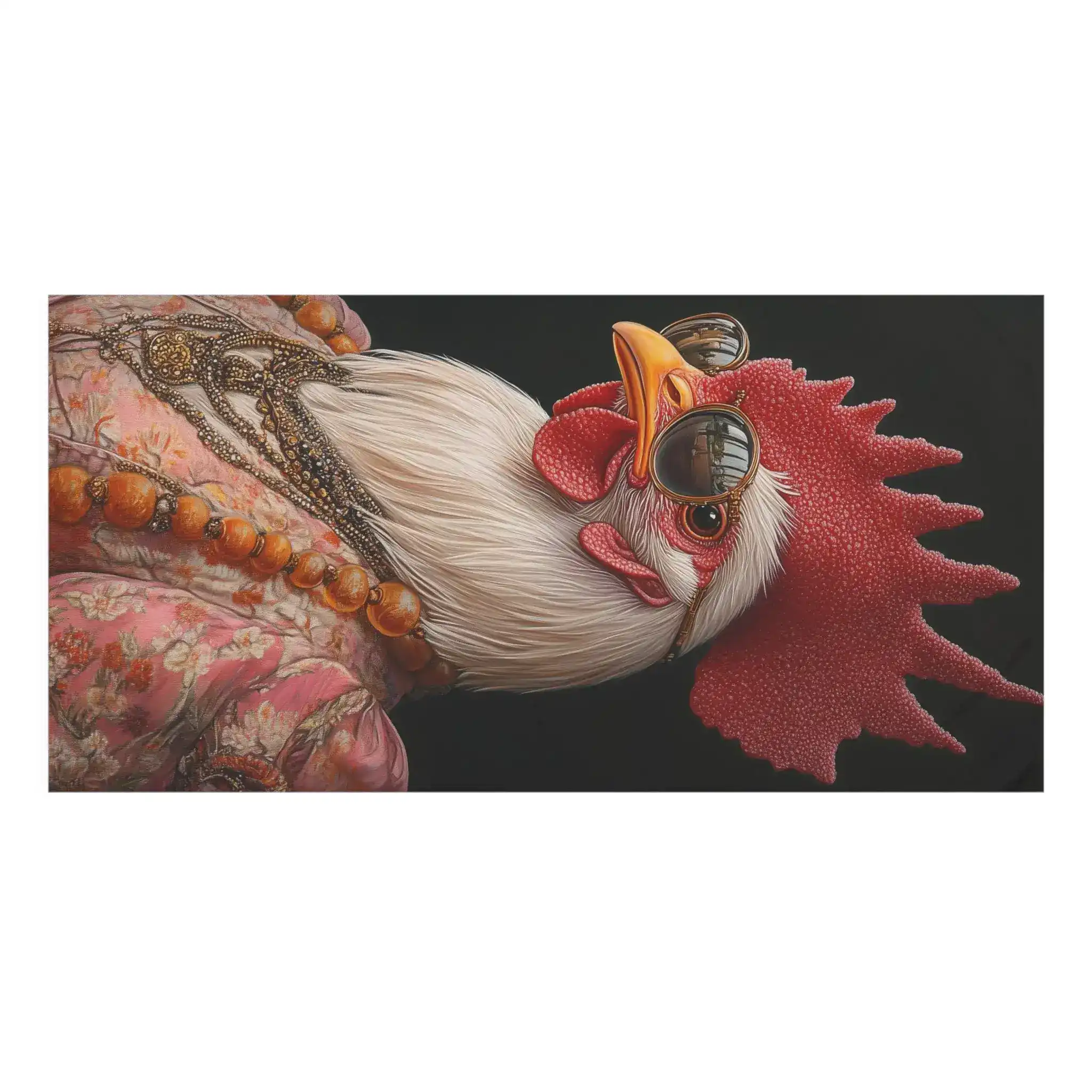 Regal Renaissance Chicken in Couture with Sunglasses Bath Towel - Image 3