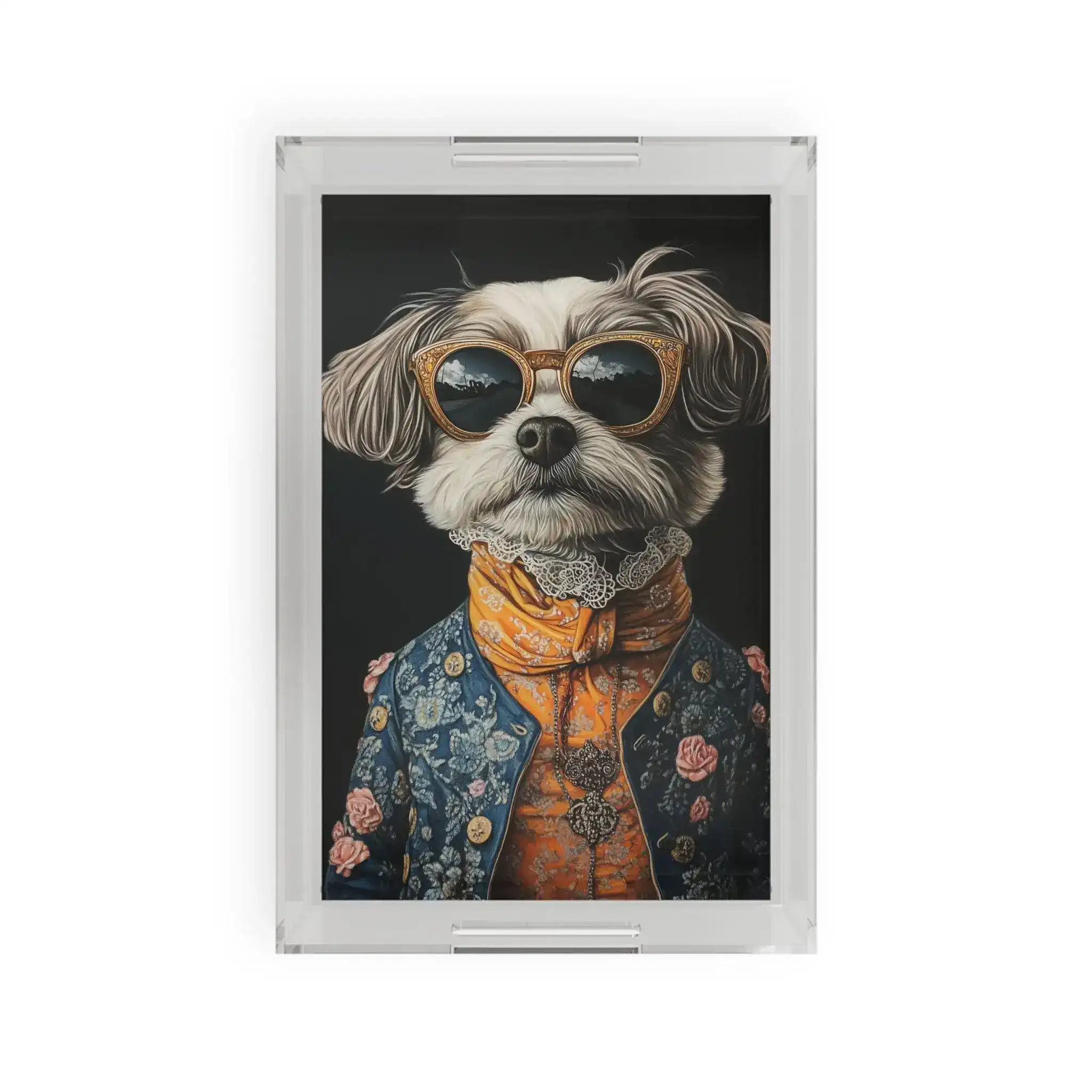 Regal Renaissance Pup Couture Dog Art Serving Tray