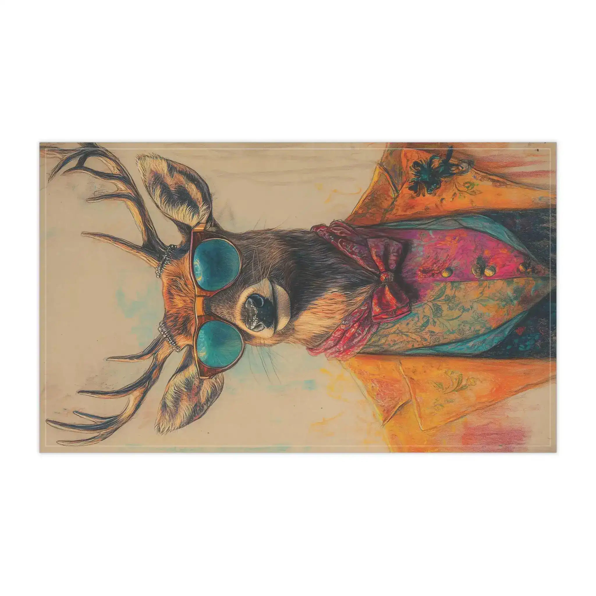 Regal Stag in Couture – Vintage Chic Cotton Kitchen Towel - Image 2