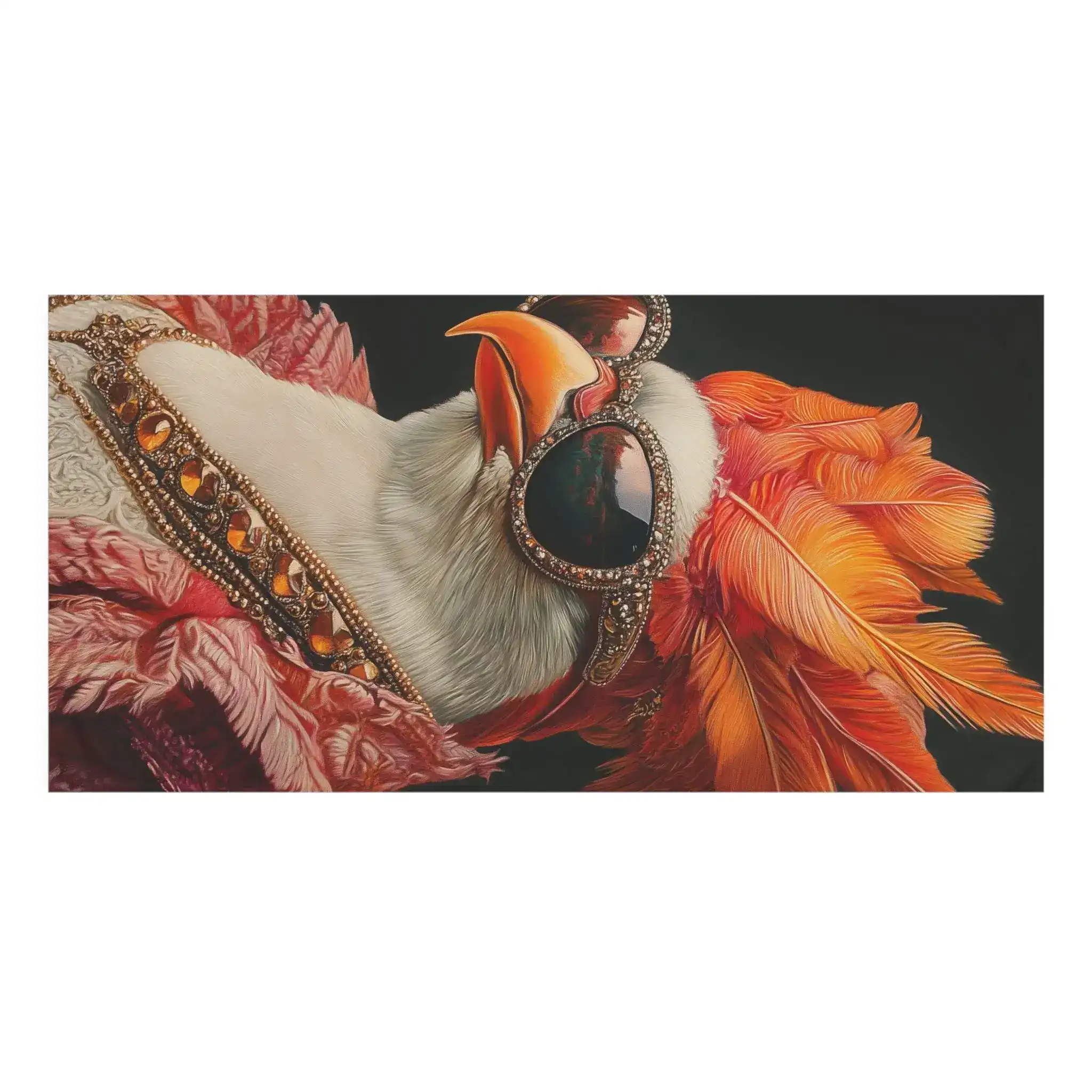 Renaissance Bird in Couture with Gemmed Sunglasses Bath Towel - Image 3