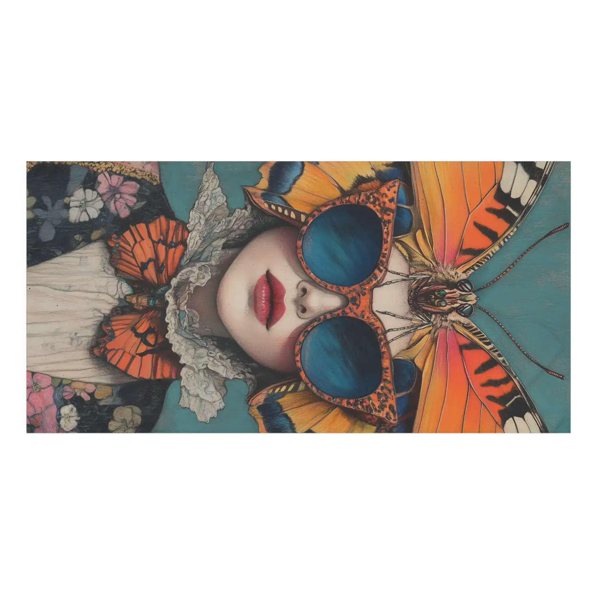 Renaissance Butterfly in Couture with Sunglasses Bath Towel - Image 3