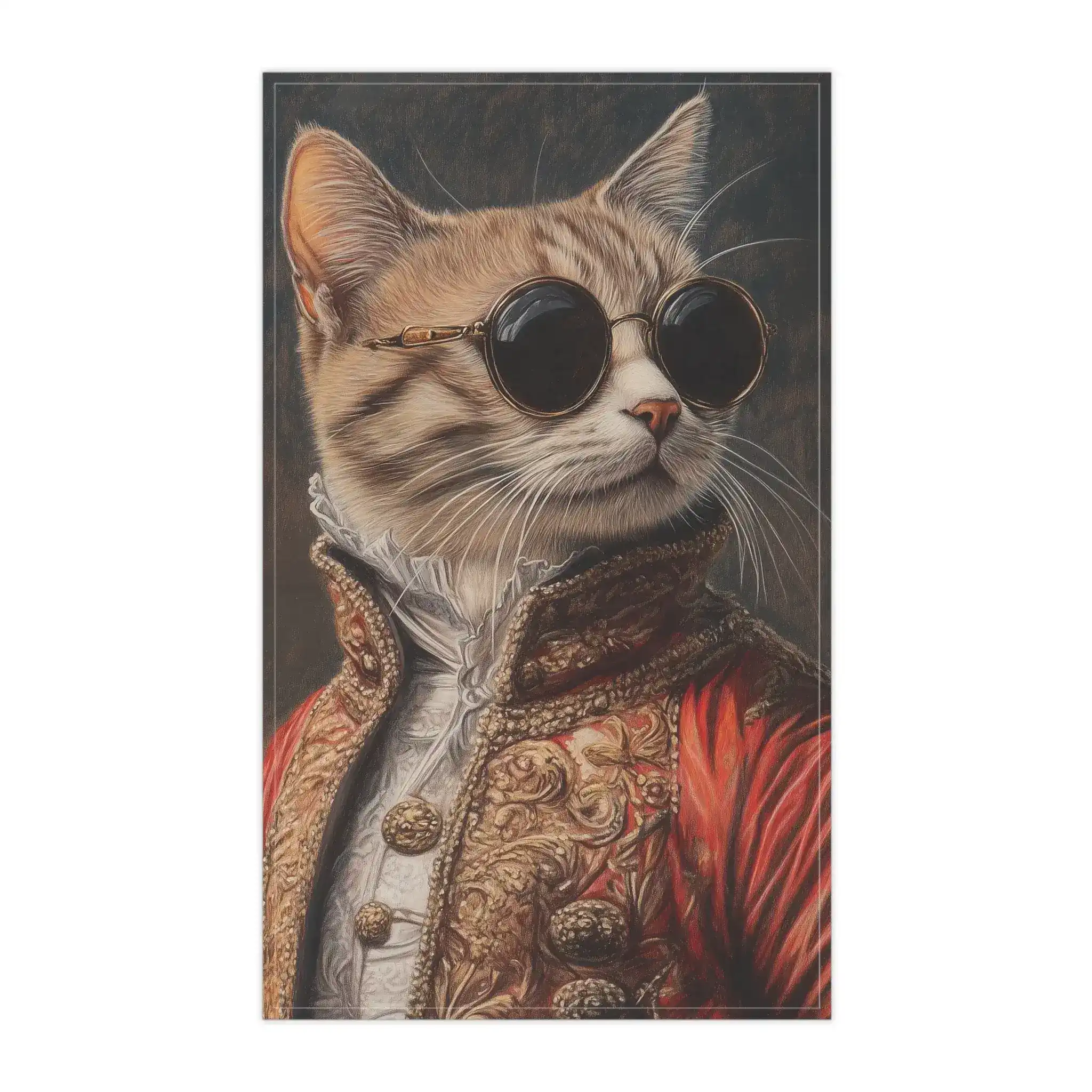 Renaissance Cat in Couture - Luxury Cotton Kitchen Towel