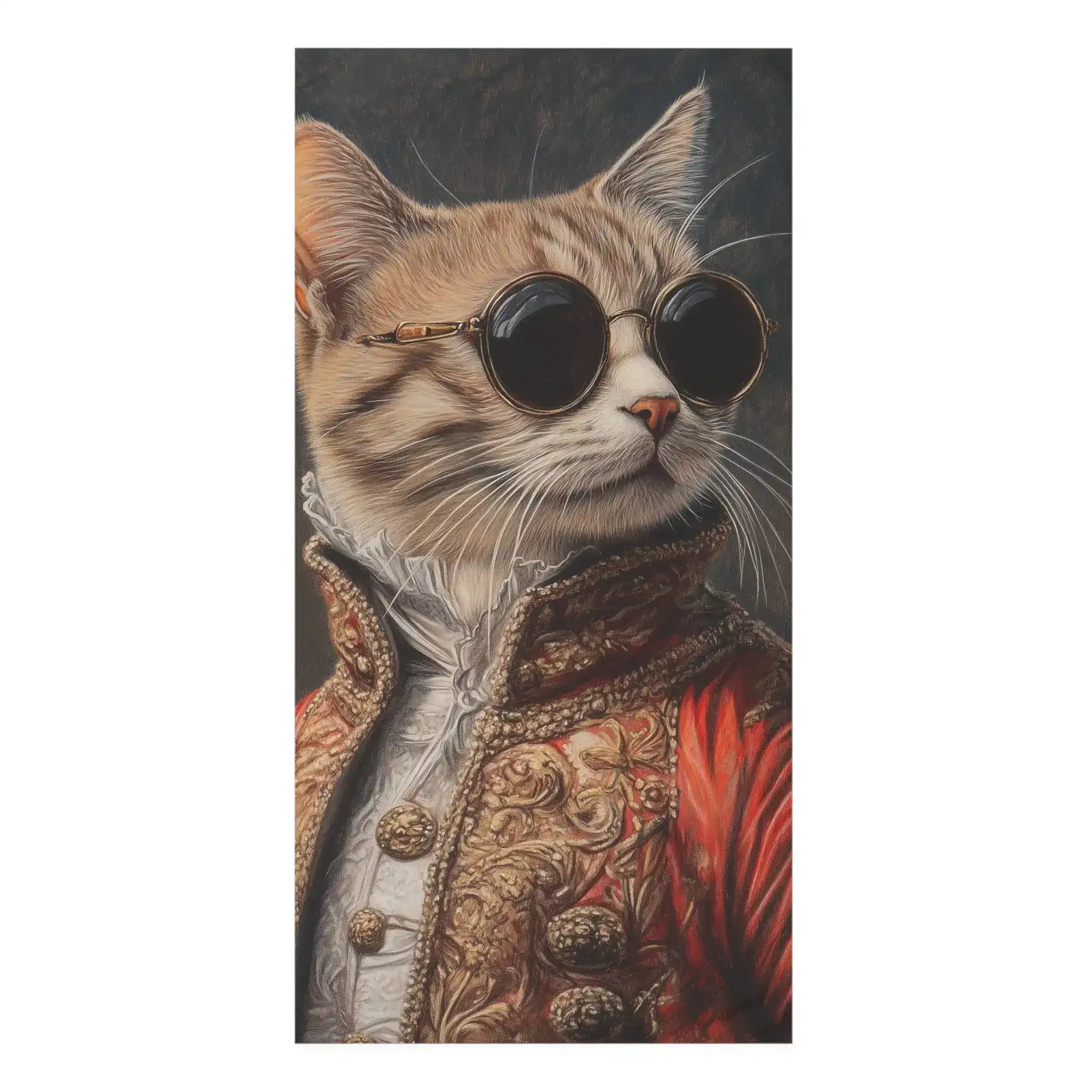 Renaissance Cat in Couture with Sunglasses Bath Towel