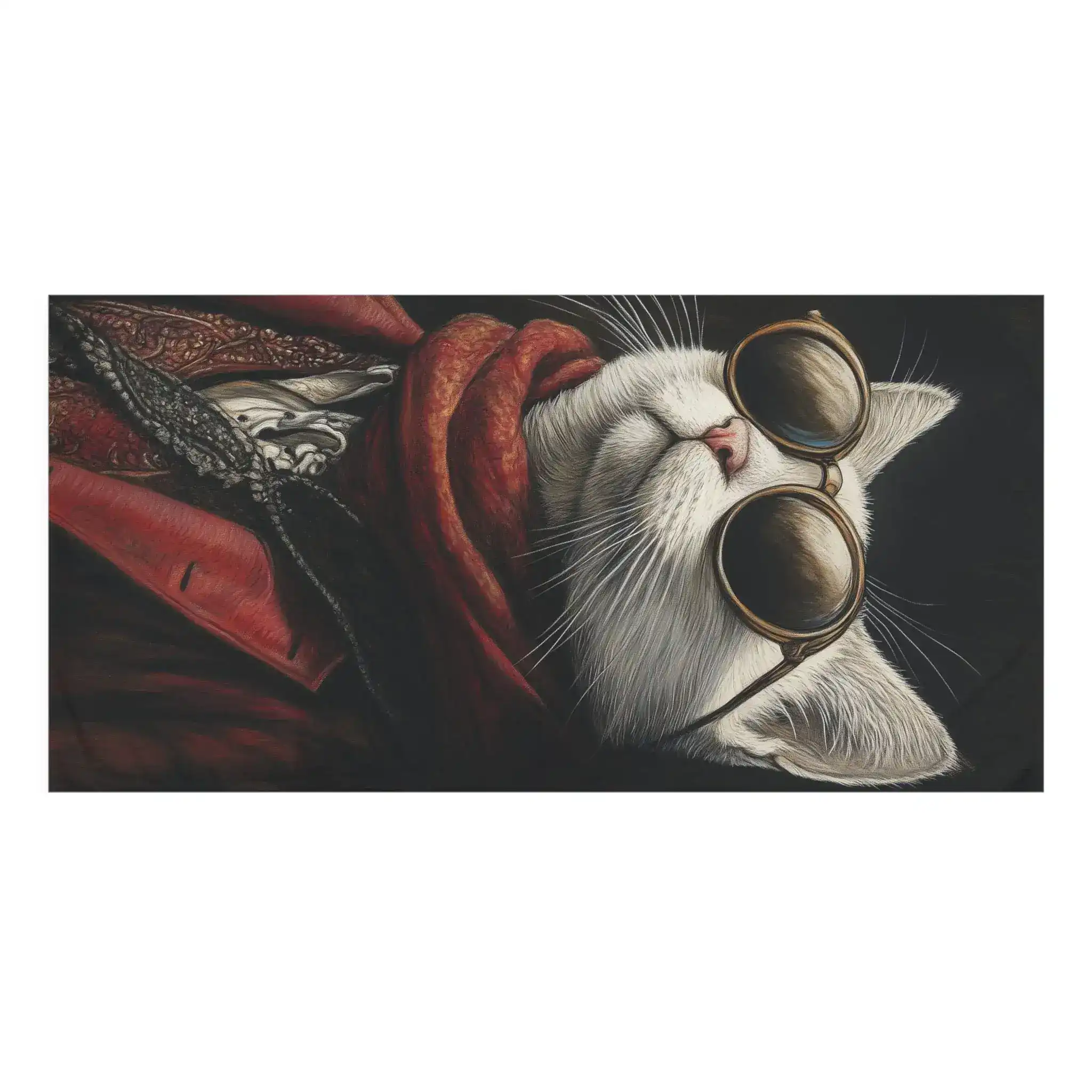 Renaissance Cat in Red Couture with Sunglasses Bath Towel - Image 3