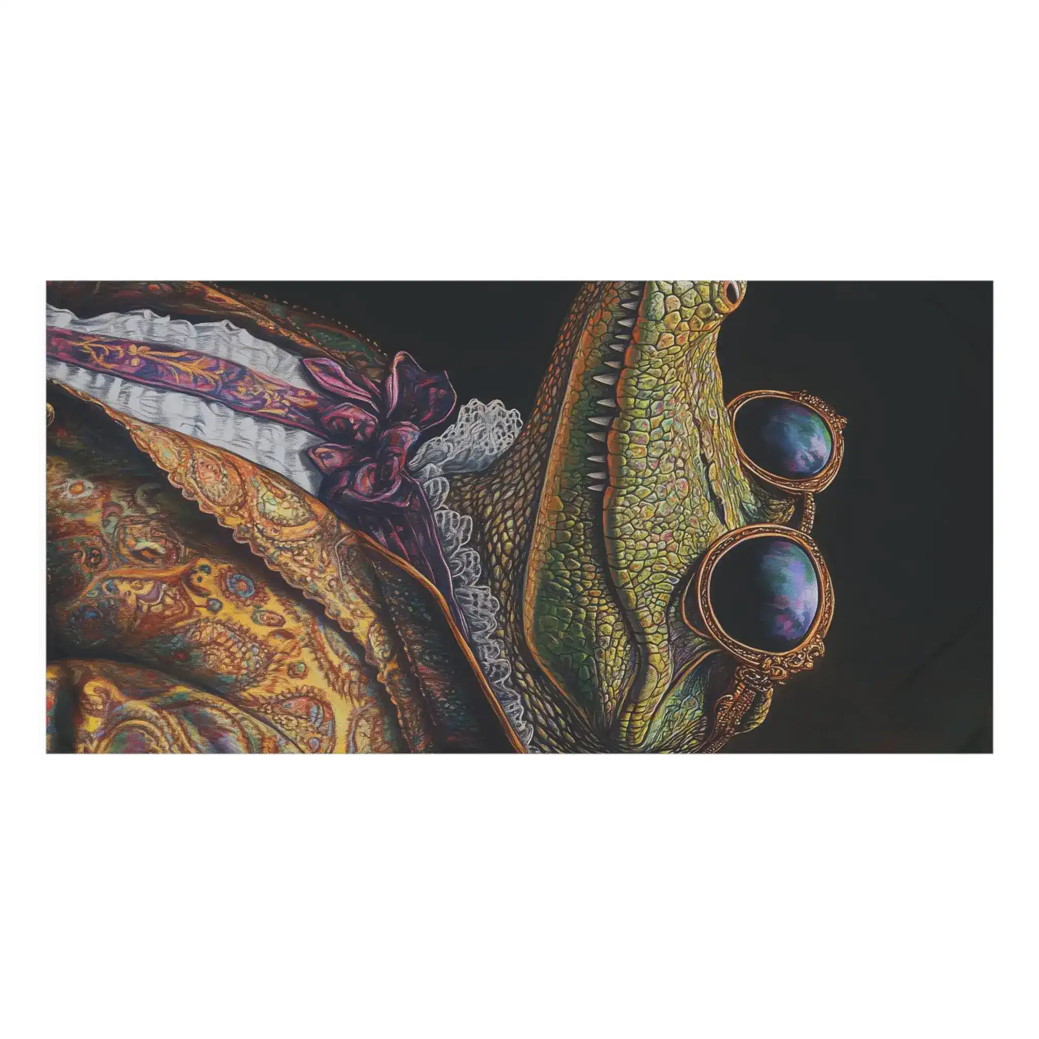 Renaissance Crocodile in Couture with Sunglasses Bath Towel - Image 3