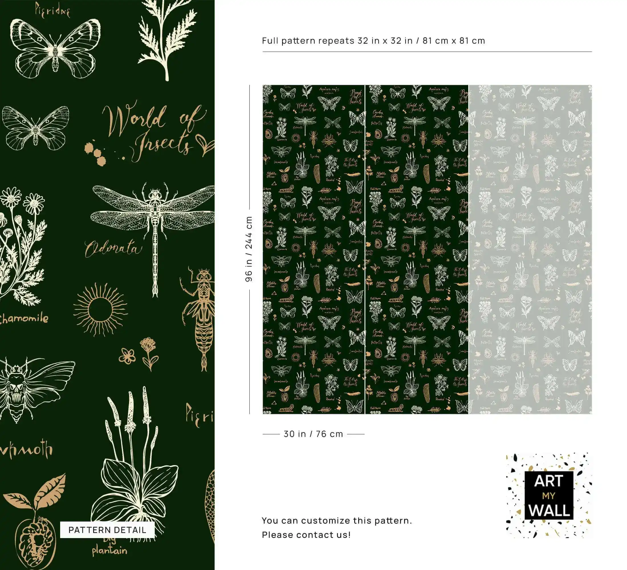 Retro Botanical Insect Lattice Wallpaper - Image 7