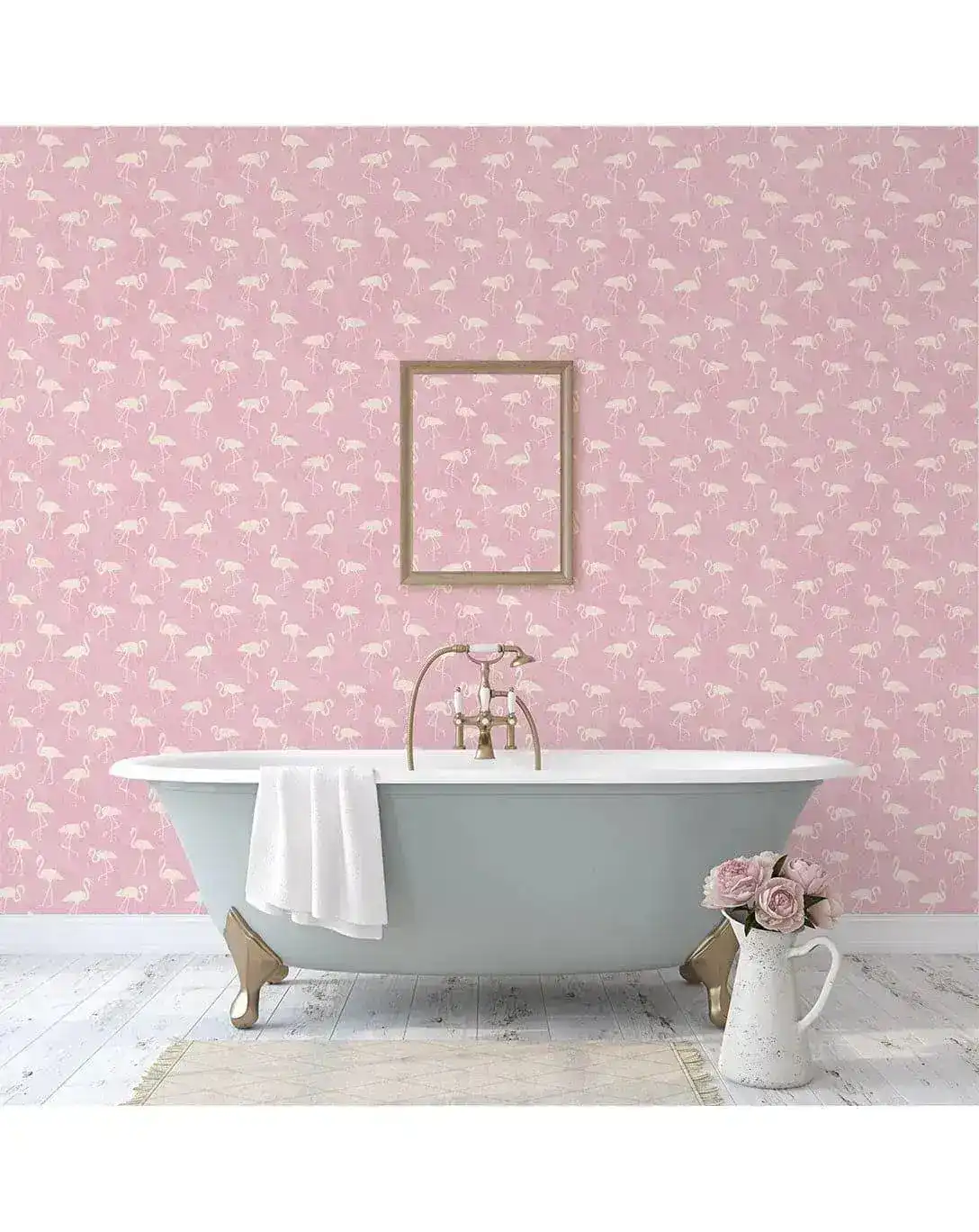 Retro Tropical Pink Flamingos Removable Wallpaper - Image 4