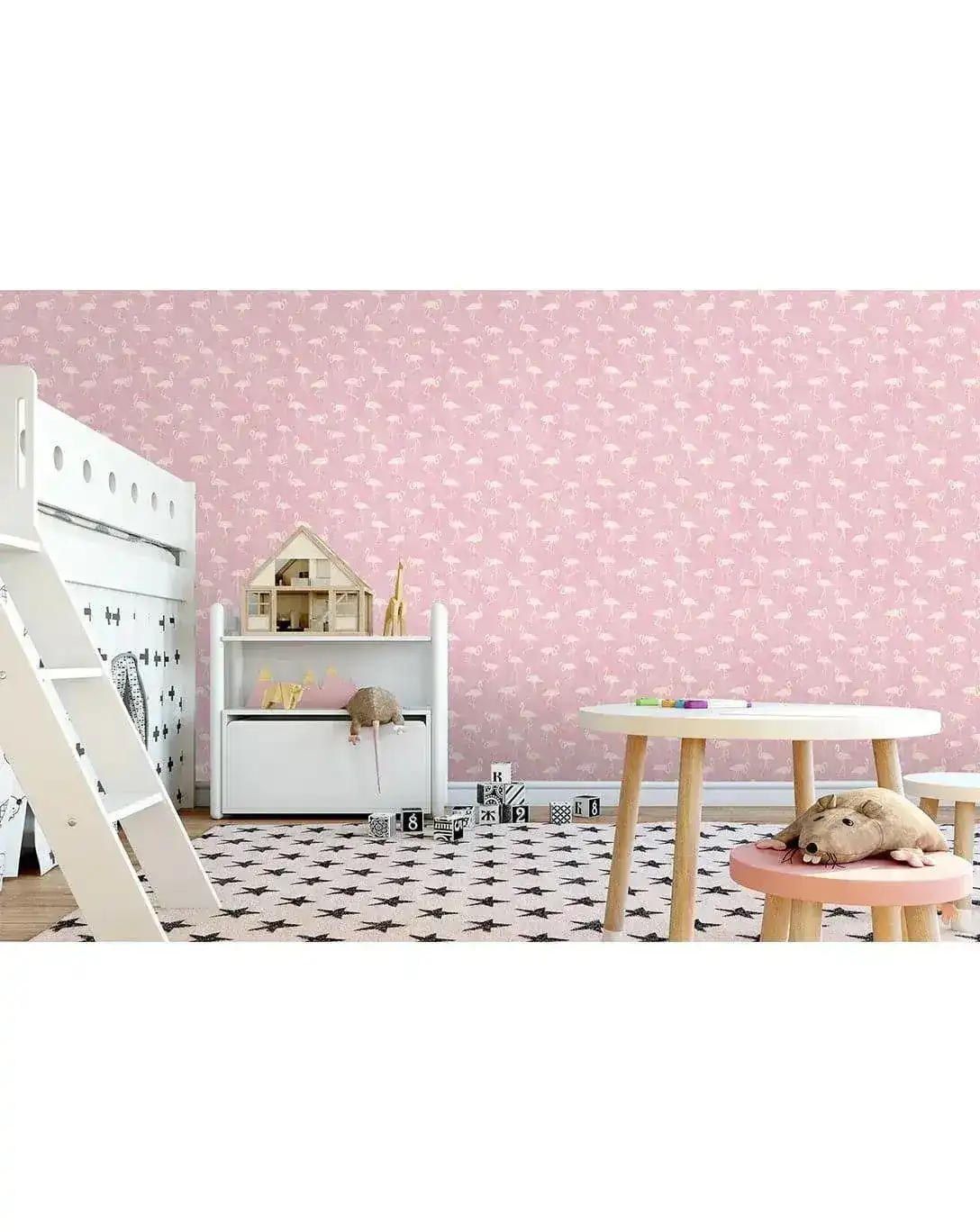Retro Tropical Pink Flamingos Removable Wallpaper - Image 5