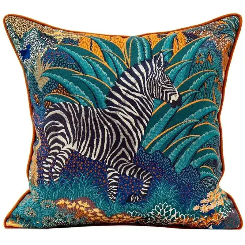 Retro Zebra in the Jungle Pillow Cover - Image 2