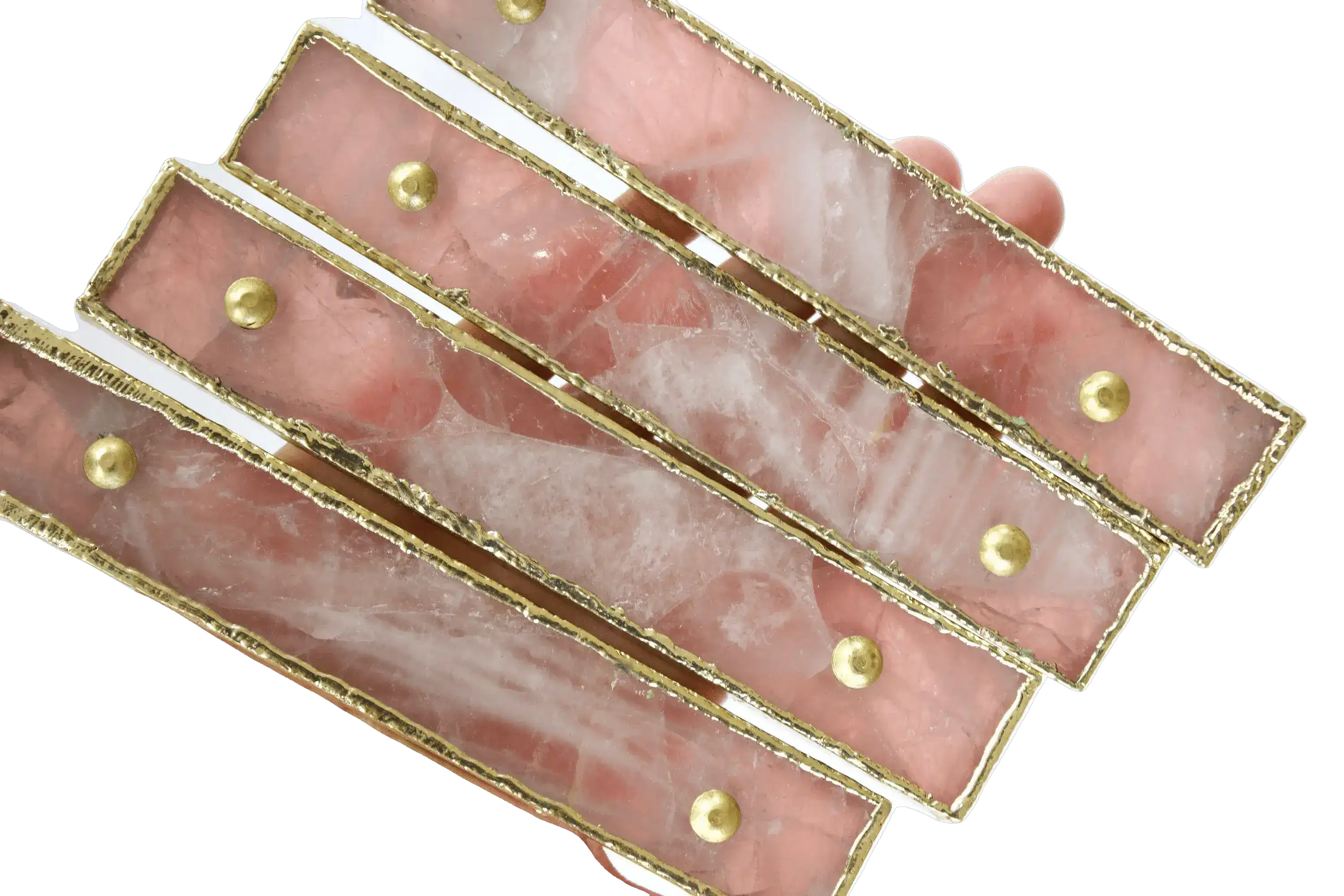 Rose Quartz Agate Cabinet Door Pull Handle - Set of 4 - Image 3