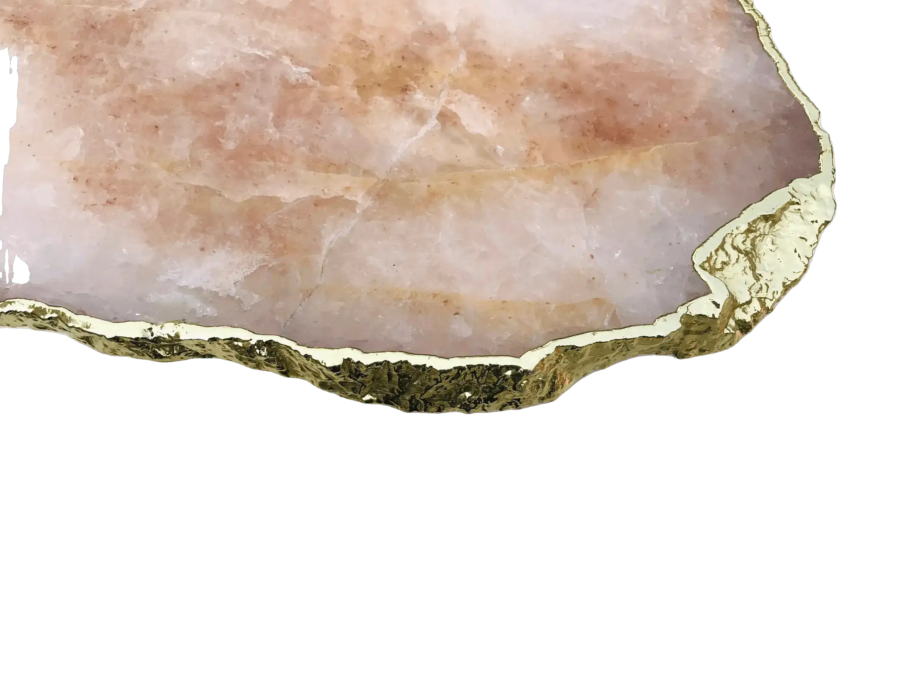 Rose Quartz Agate Cake Stand with Brass Legs - Image 5