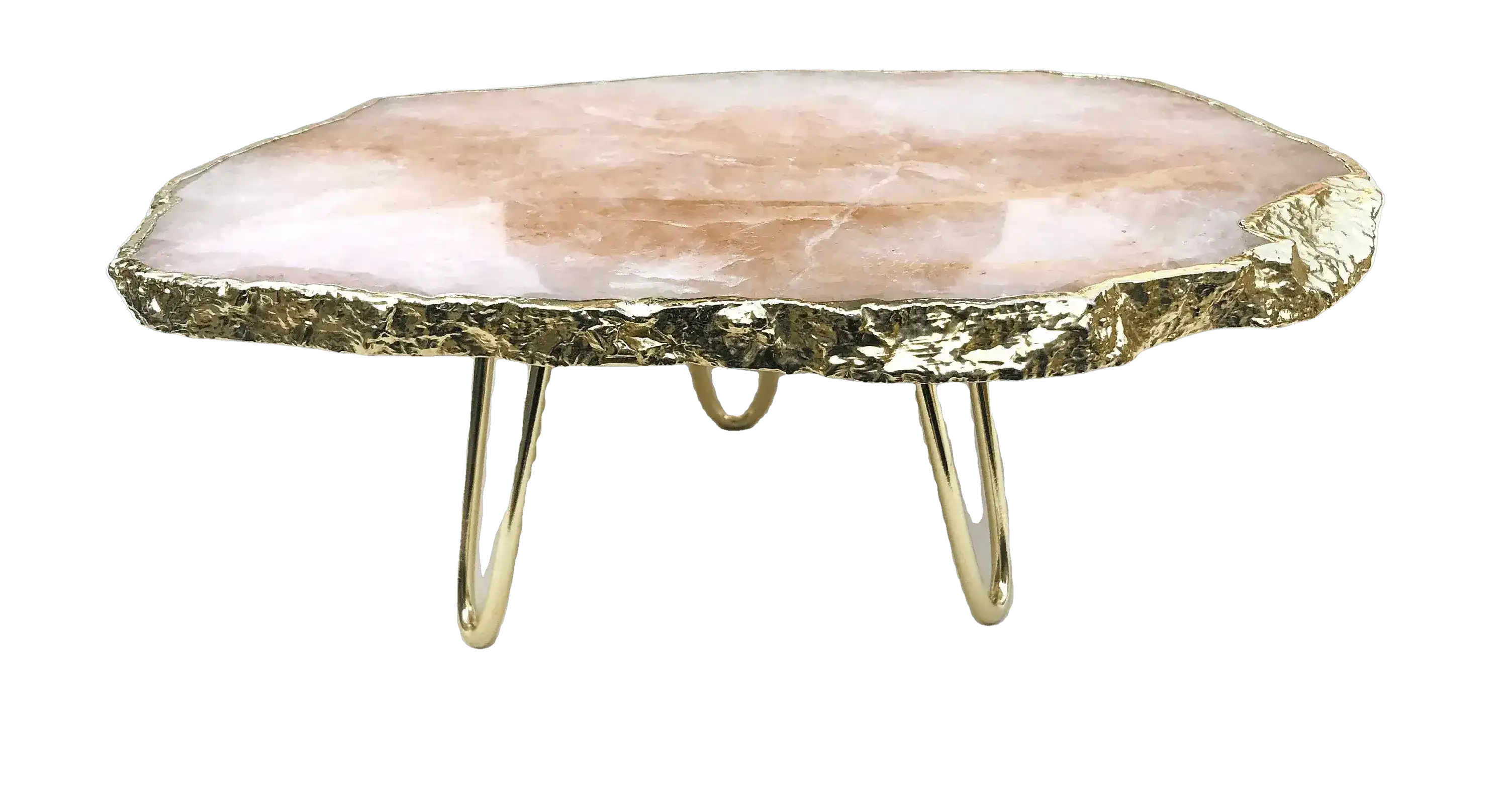 Rose Quartz Agate Cake Stand with Brass Legs - Image 6