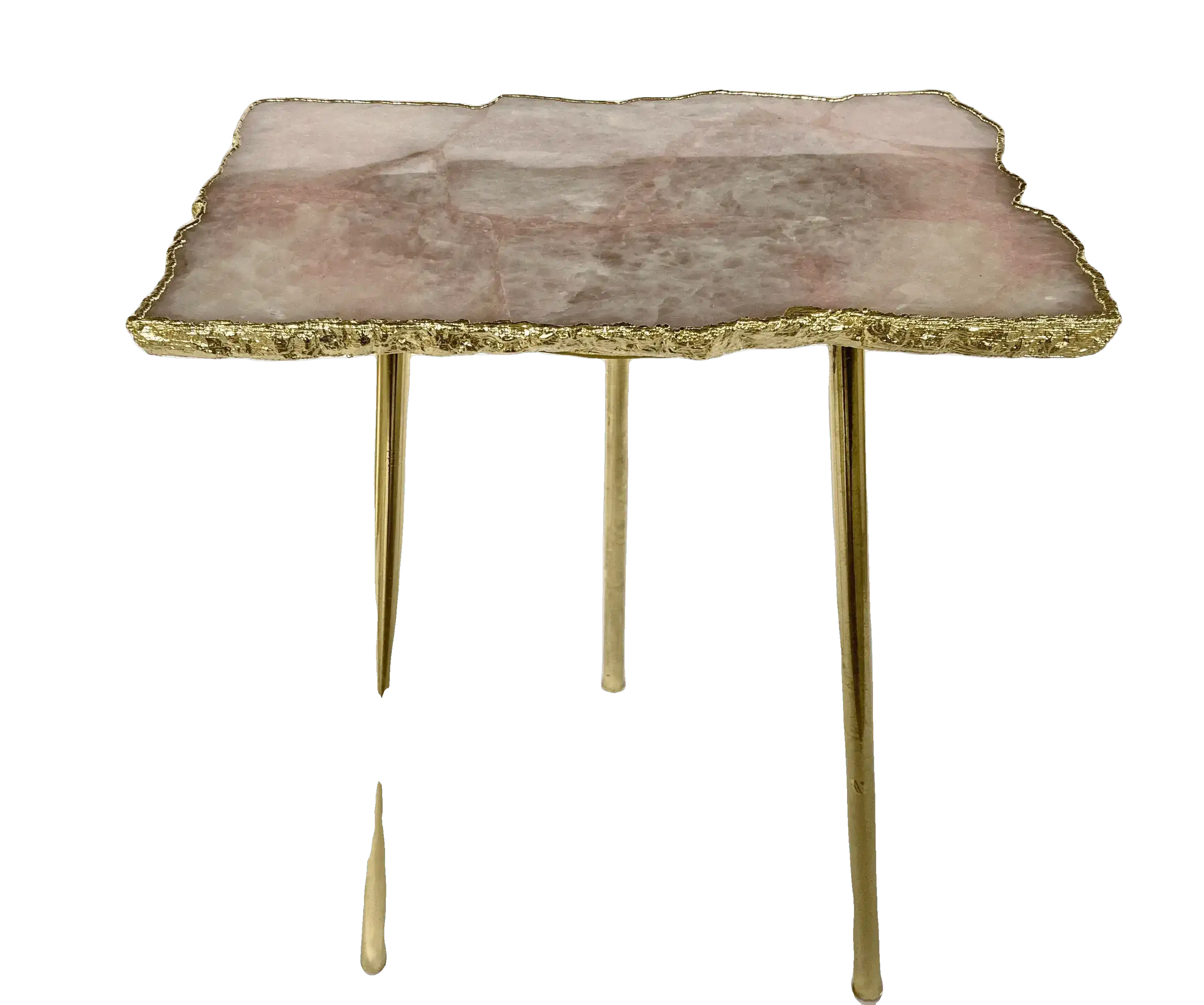 Rose Quartz Agate Organic Edge Side Table - Image 5
