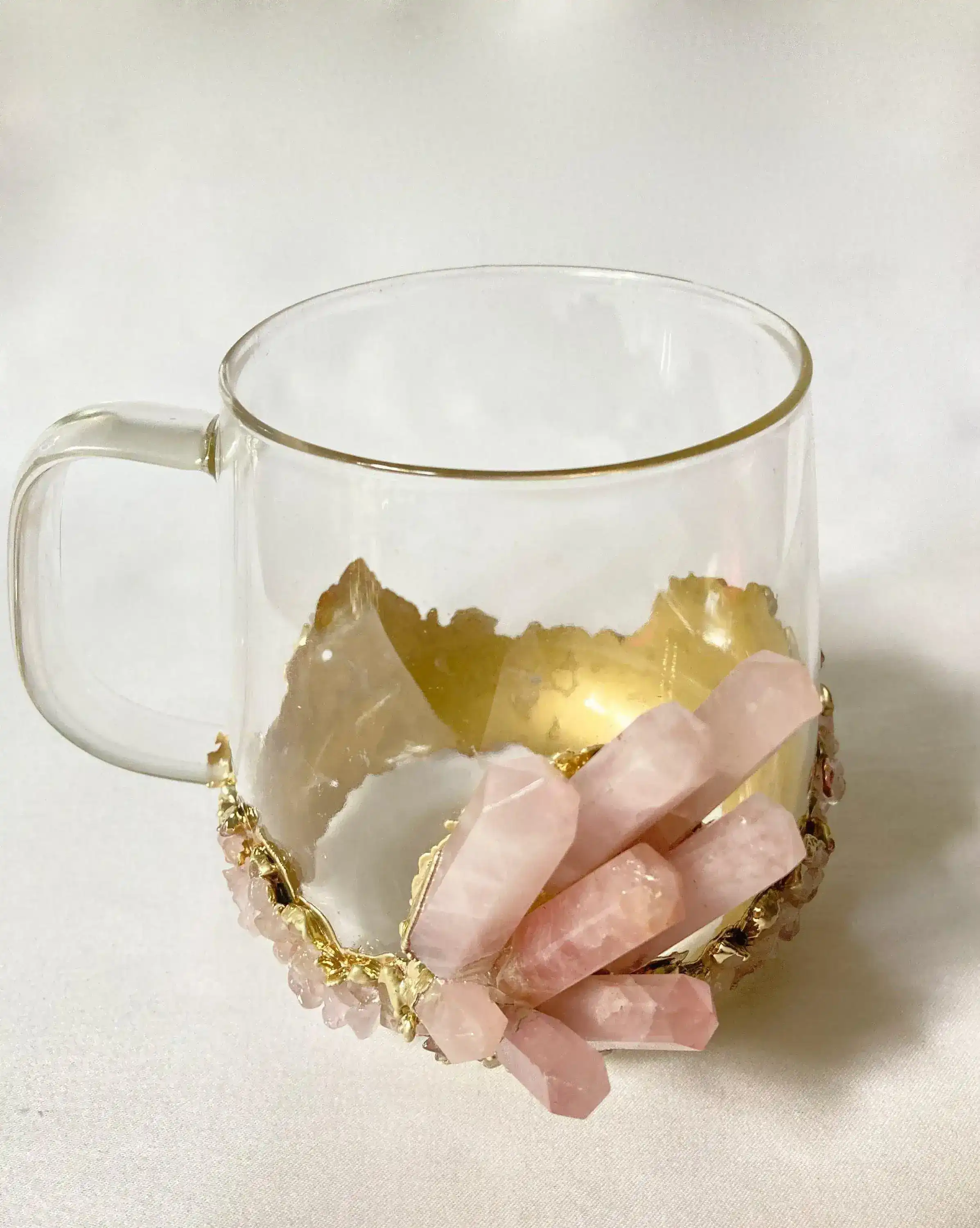 Rose Quartz Glass Coffee Mug with Handle - Set of 2 - Image 3