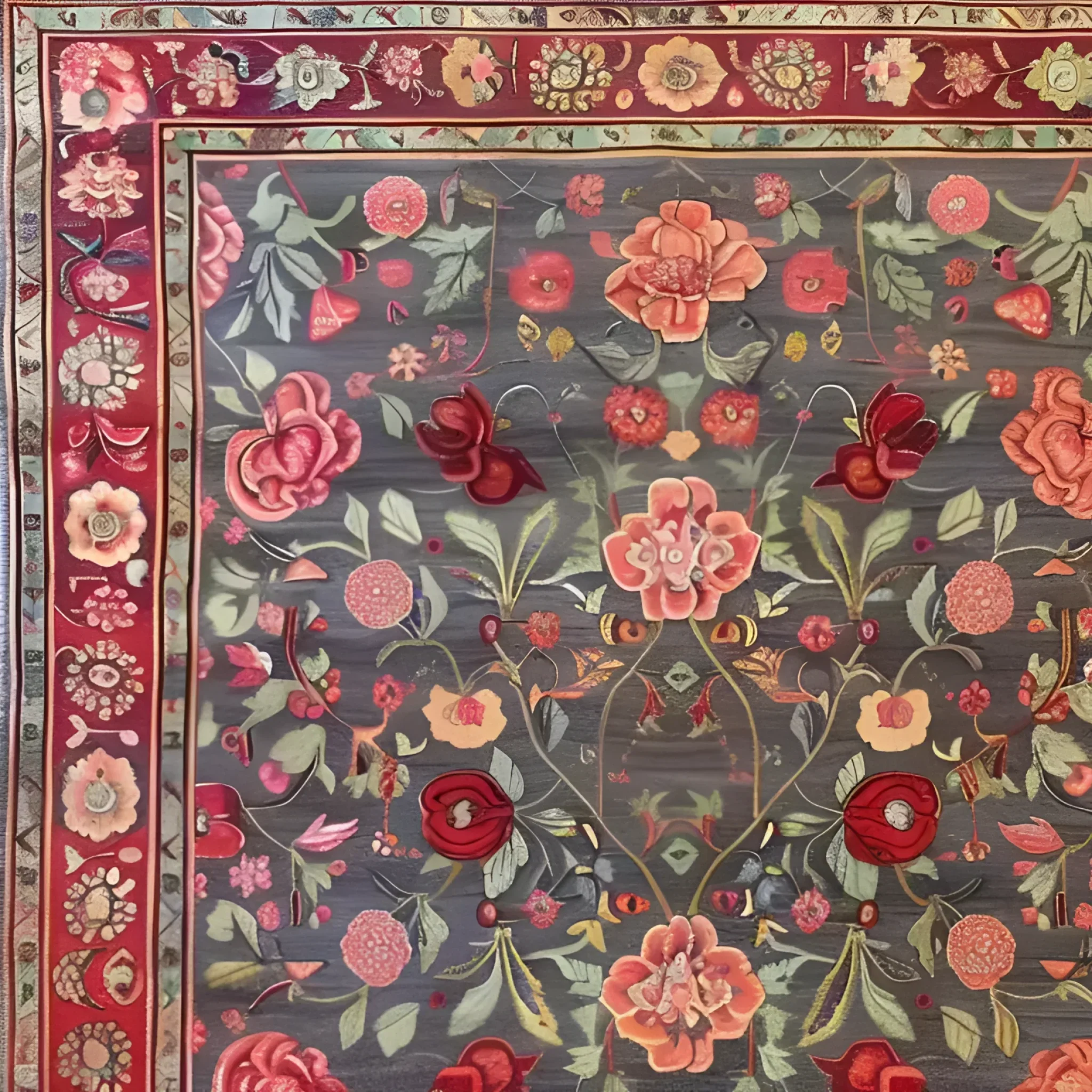 Roses and Lilies Hand Knotted Area Rug - Image 5