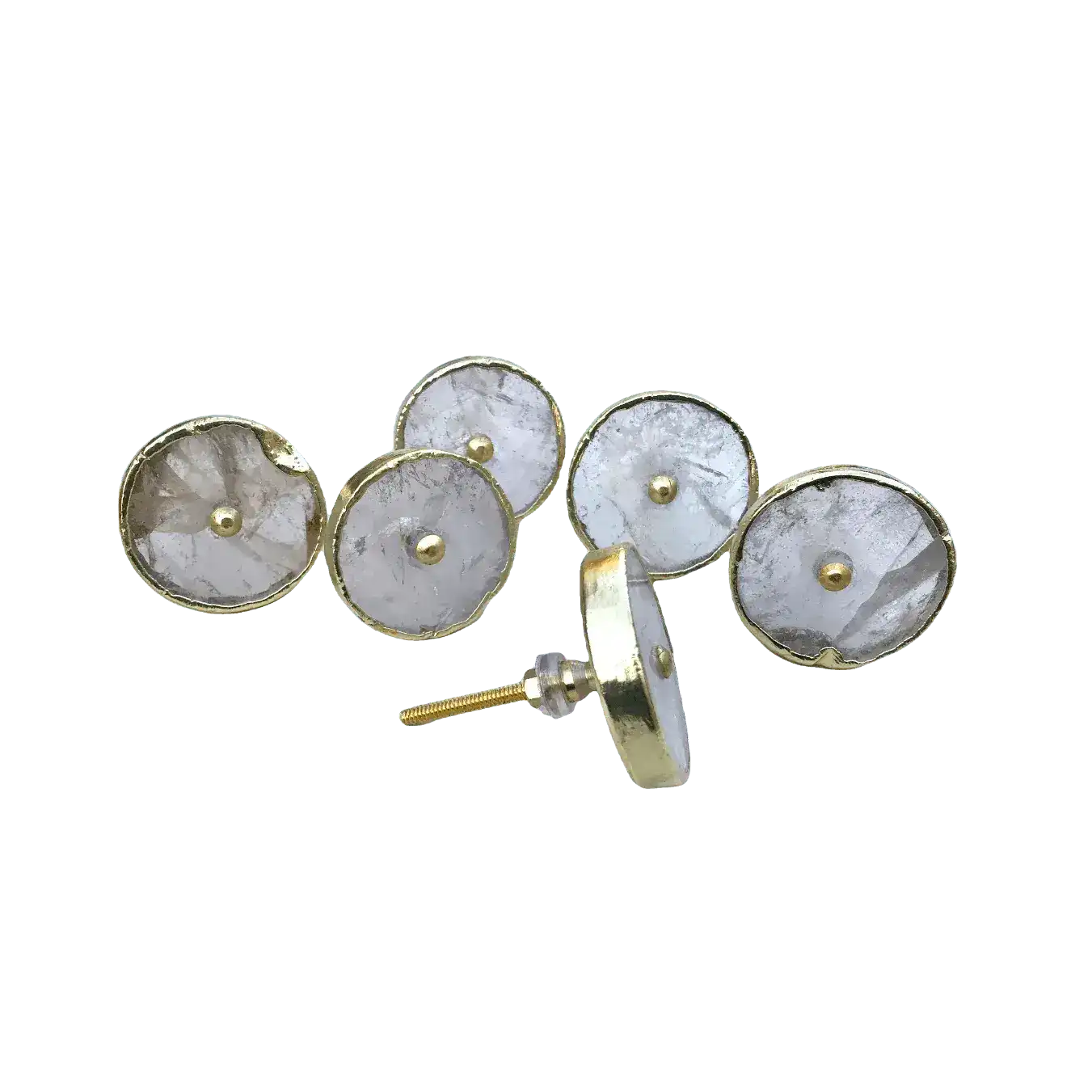 Round Clear Quartz Cabinet Door Pull Handle - Set of 6 - Image 3