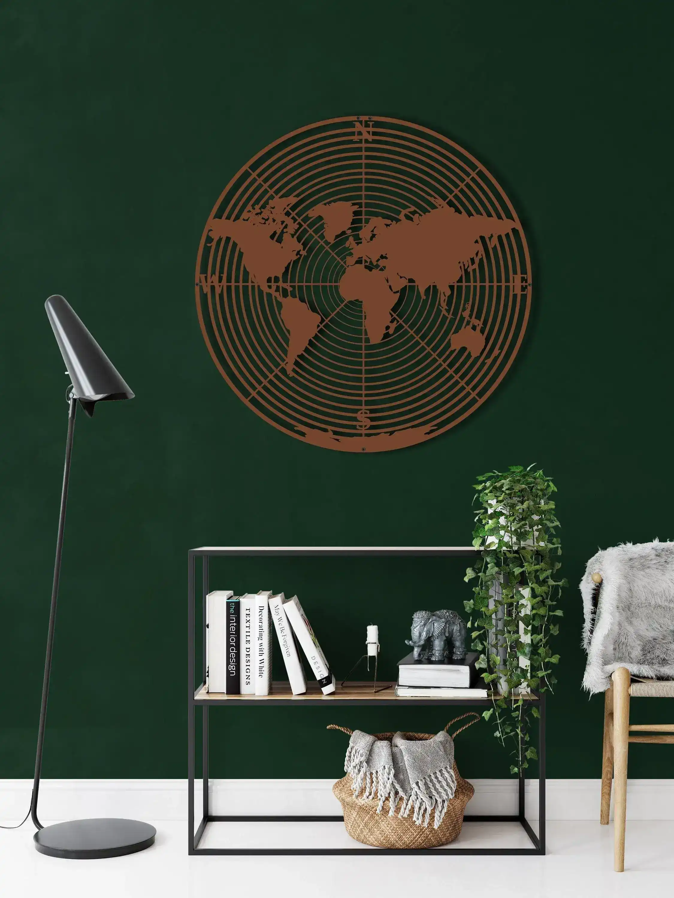 Round World Map Continents Metal Wall Art - Image 10